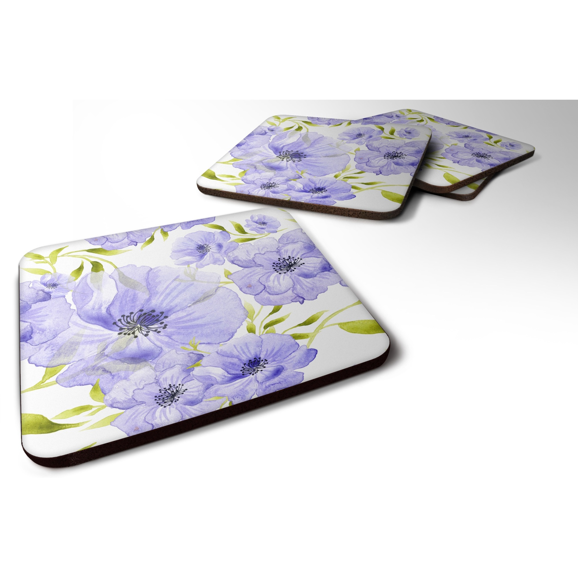 &quotCaroline's Treasures Watercolor Blue Flowers Decorative coasters, 3.5, Multicolor"