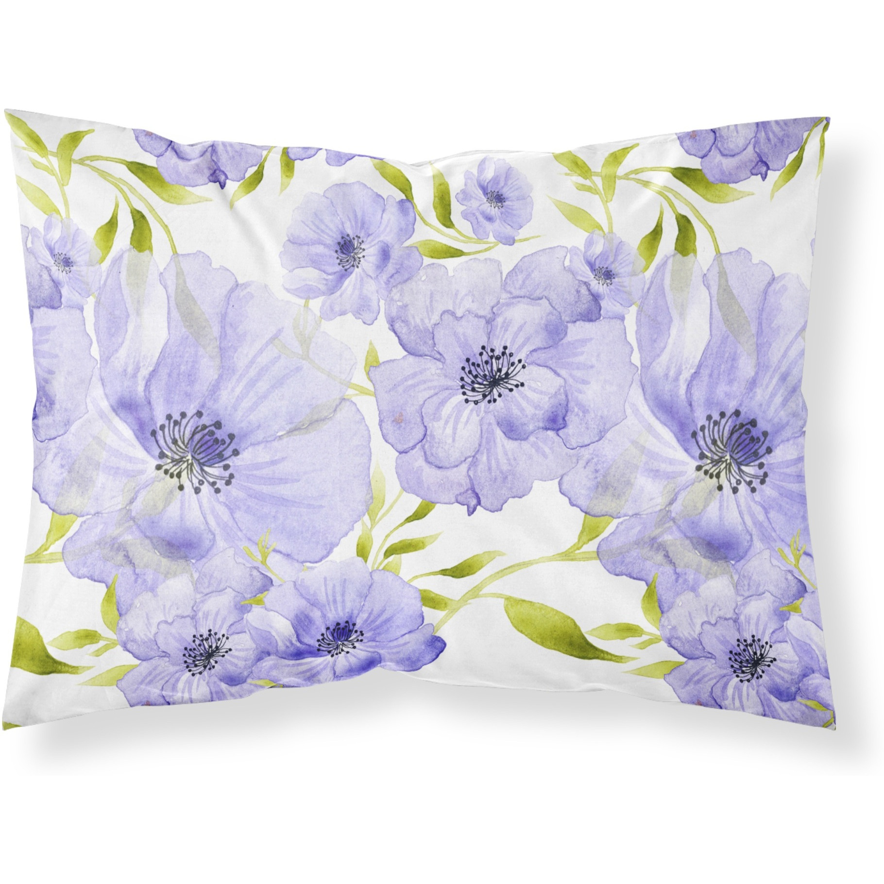 &quotCaroline's Treasures Watercolor Blue Flowers Printed, Polyester, 250 Thread count, Envelope closure Pillowcase, Standard, Multicolor"