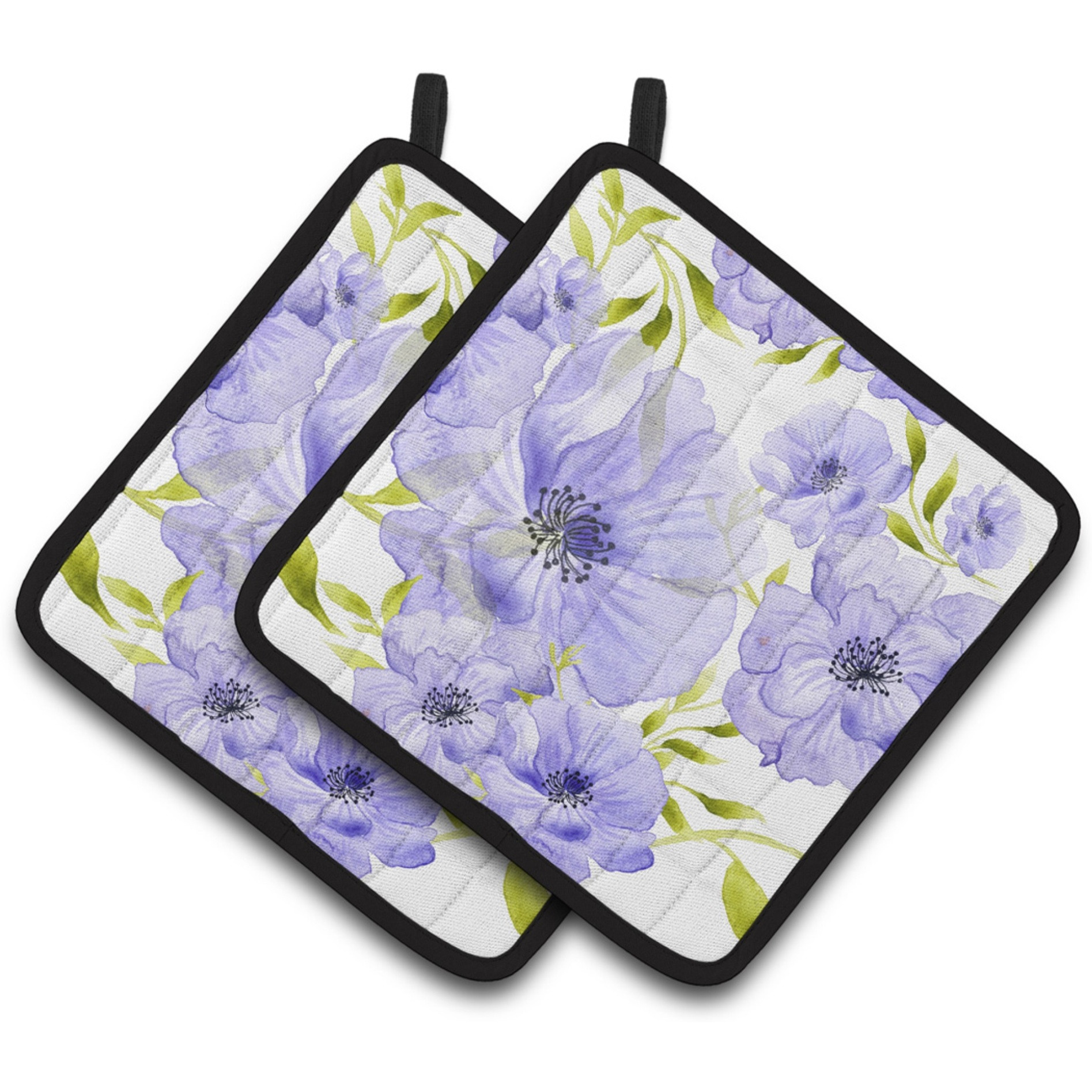&quotCaroline's Treasures Watercolor Blue Flowers Decorated Pot Holder, 7.5"" x 7.5"", Multicolor"