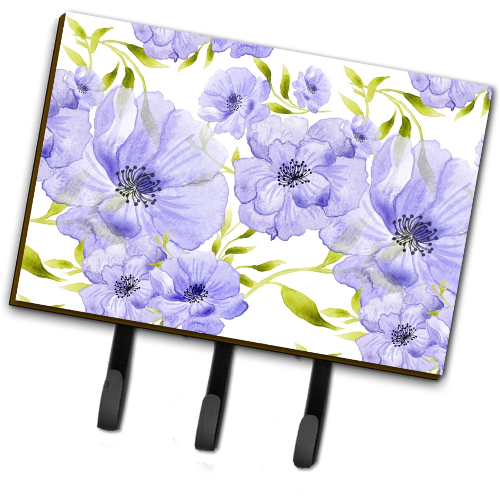 &quotCaroline's Treasures Watercolor Blue Flowers Wall Hook, Triple, Multicolor"