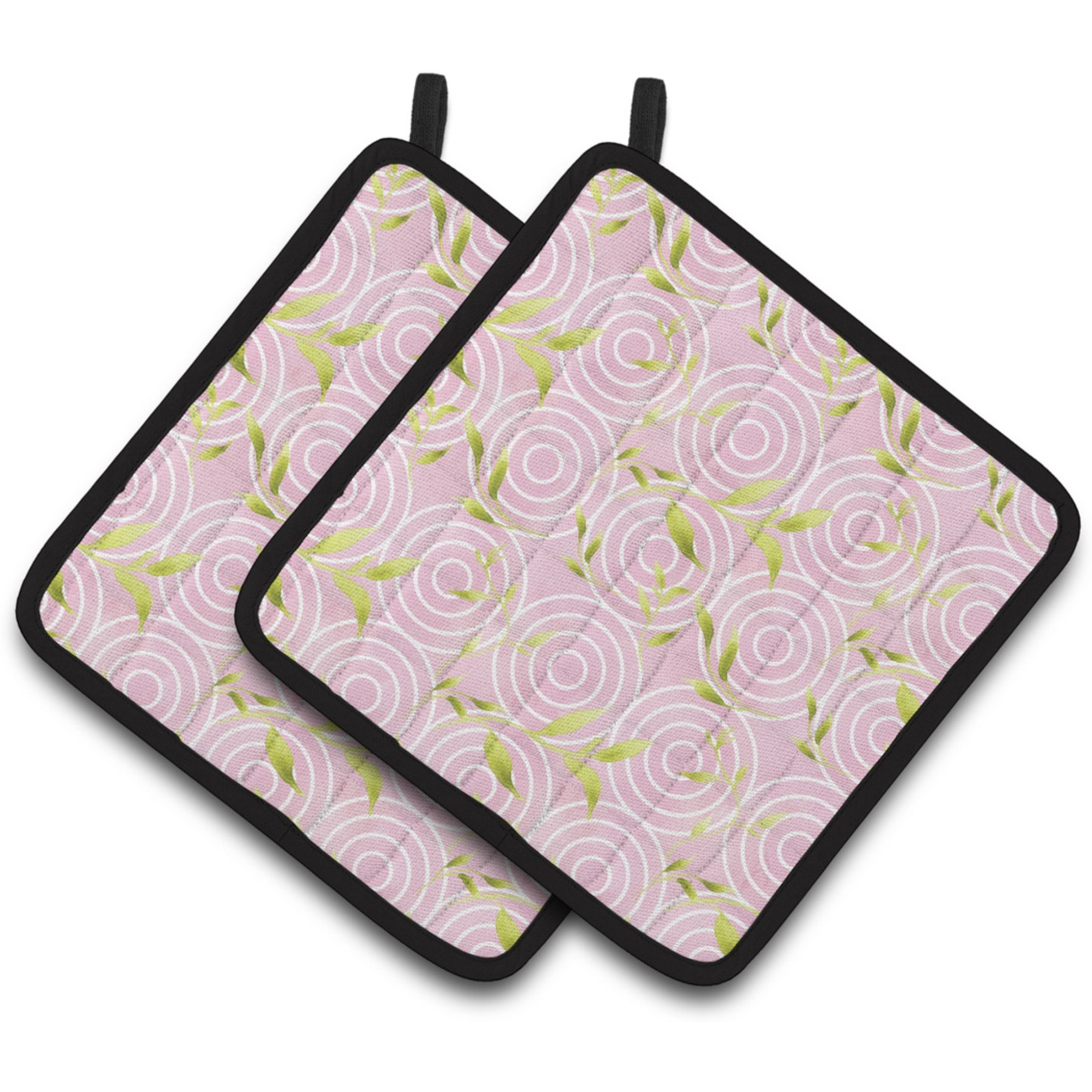 &quotCaroline's Treasures Geometric Circles on Pink Watercolor Decorated Pot Holder, 7.5"" x 7.5"", Multicolor"