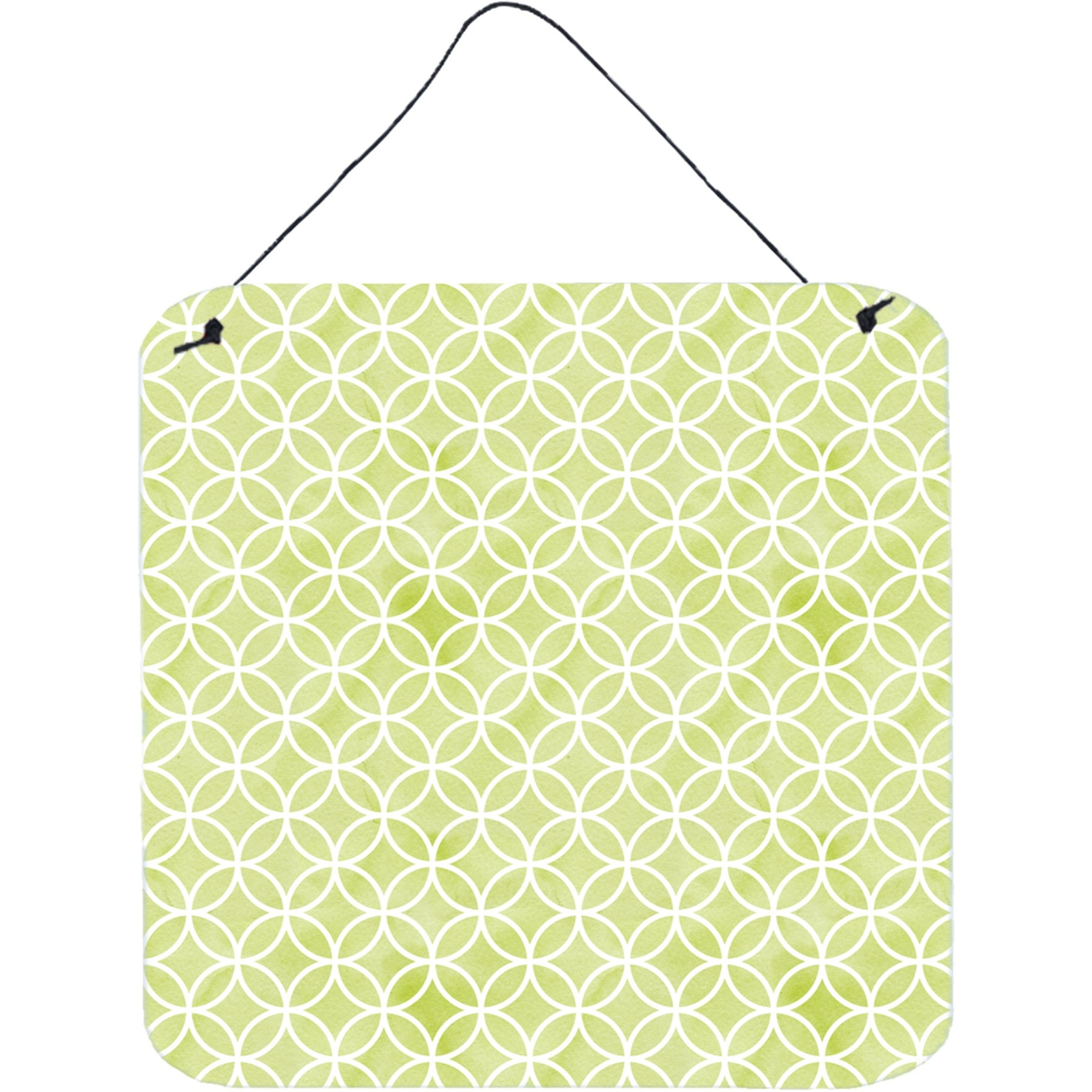 &quotCaroline's Treasures Geometric Circles on Green Watercolor Metal Print, 6"" H x 6"" W, Multicolor"