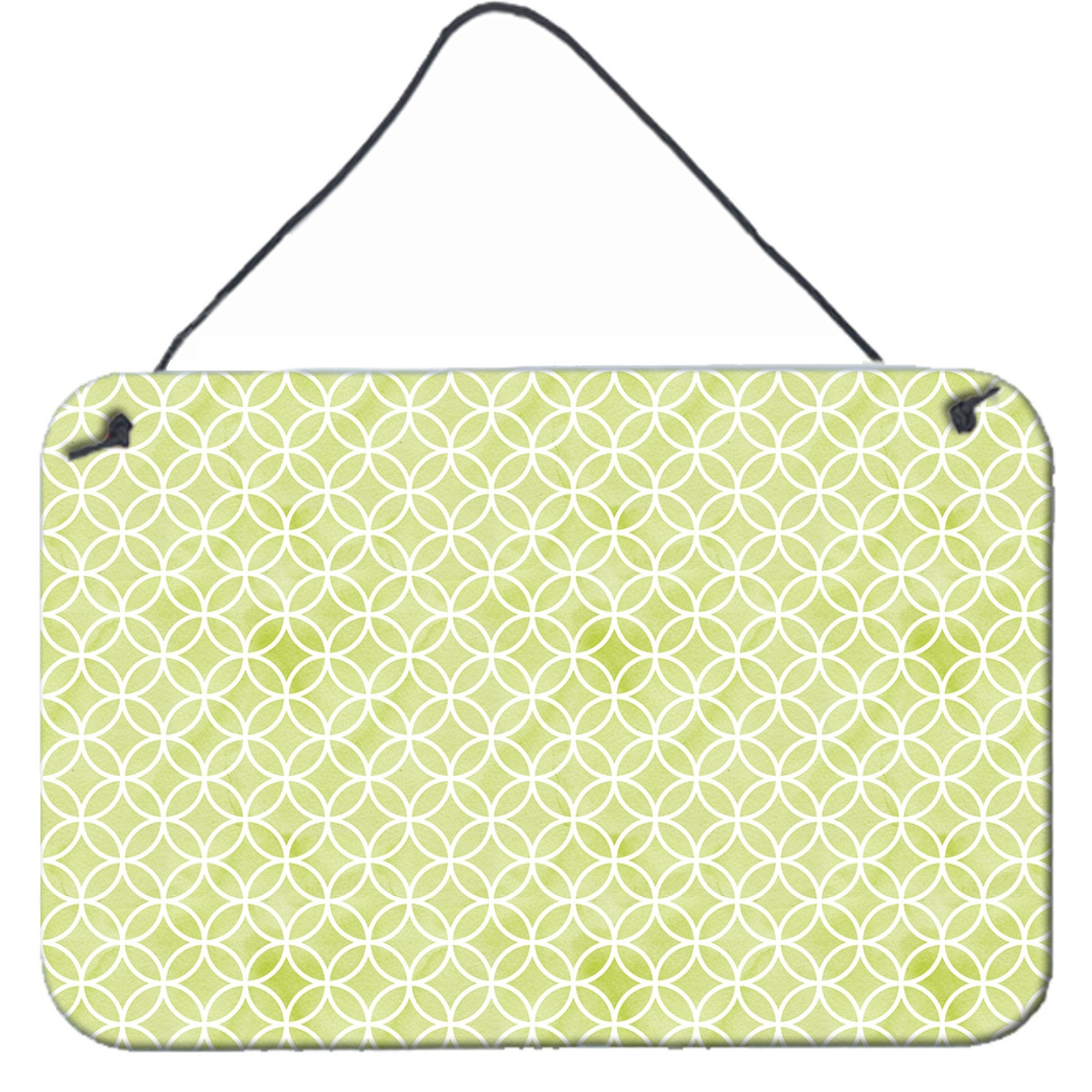 &quotCaroline's Treasures Geometric Circles on Green Watercolor Metal Print, 8"" H x 12"" W, Multicolor"