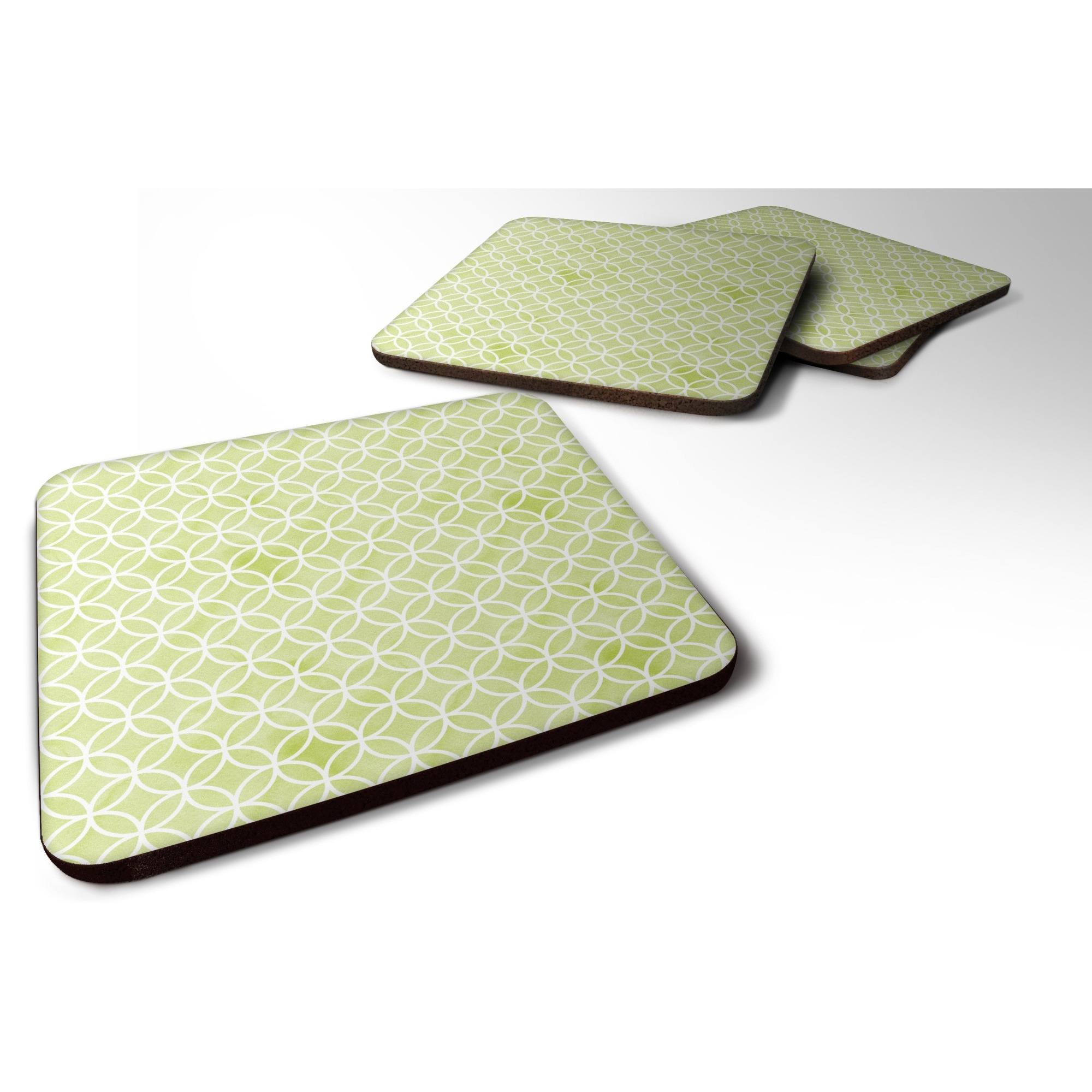 &quotCaroline's Treasures Gemoetric Circles on Green Watercolor Decorative coasters, 3.5, Multicolor"