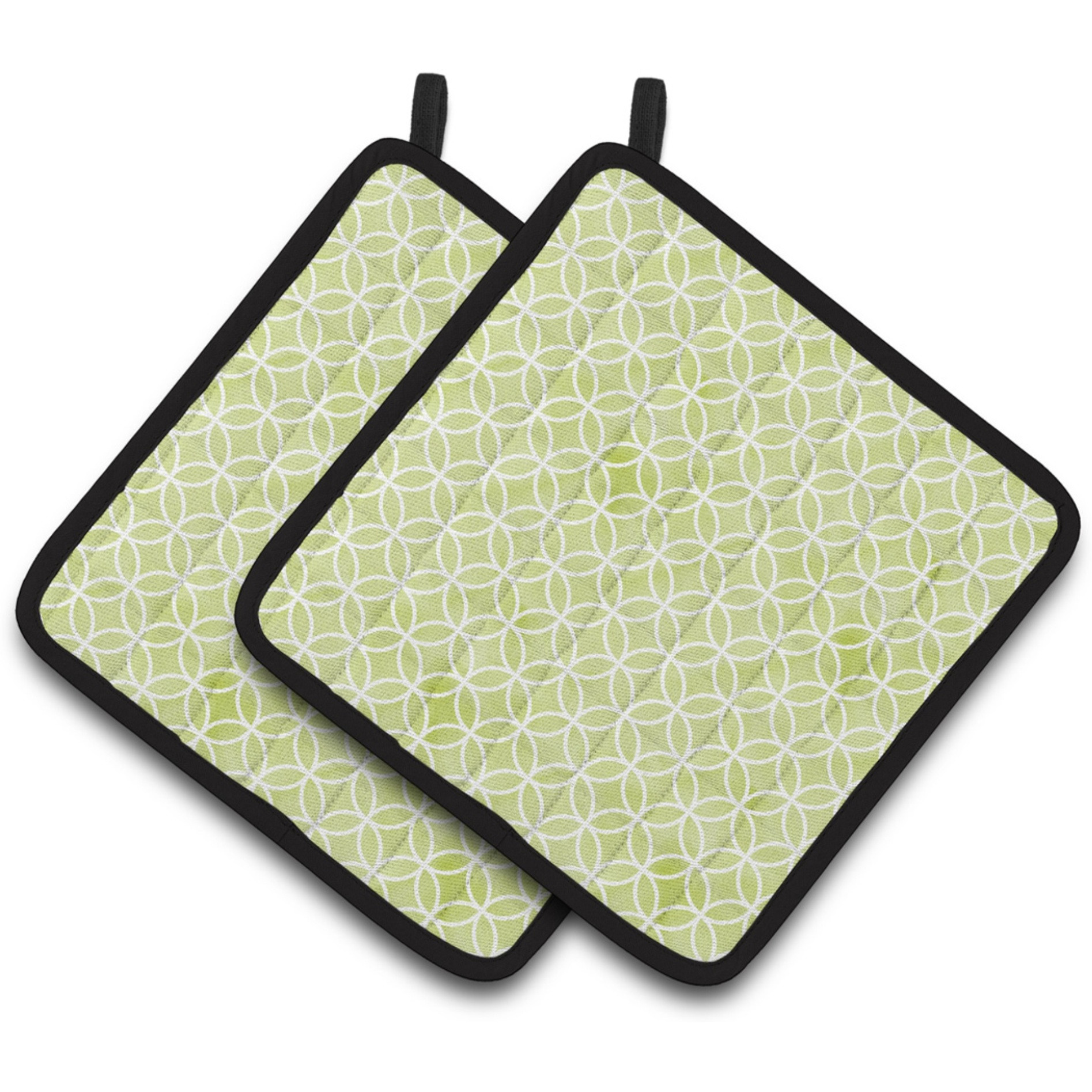 &quotCaroline's Treasures Geometric Circles on Green Watercolor Decorated Pot Holder, 7.5"" x 7.5"", Multicolor"