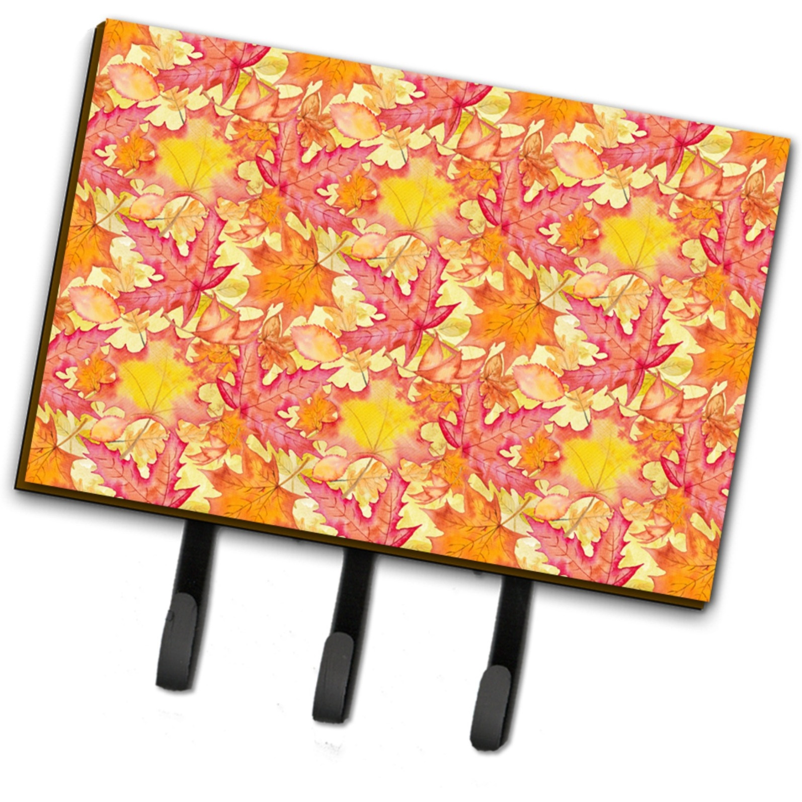 &quotCaroline's Treasures Fall Leaves Watercolor Red Wall Hook, Triple, Multicolor"