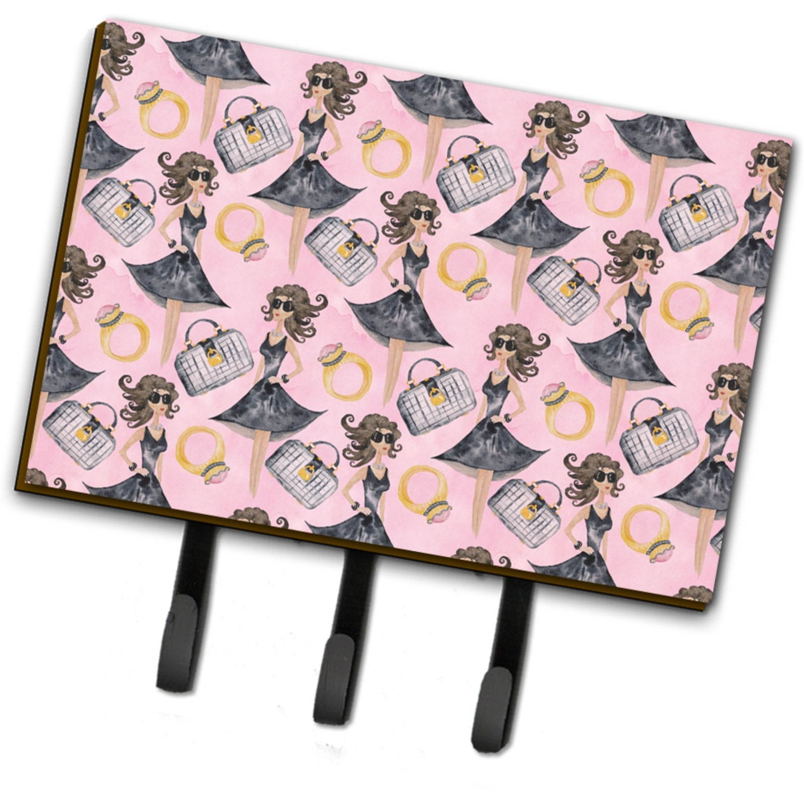 &quotCaroline's Treasures Watercolor Fashion Diva on Pink Wall Hook, Triple, Multicolor"