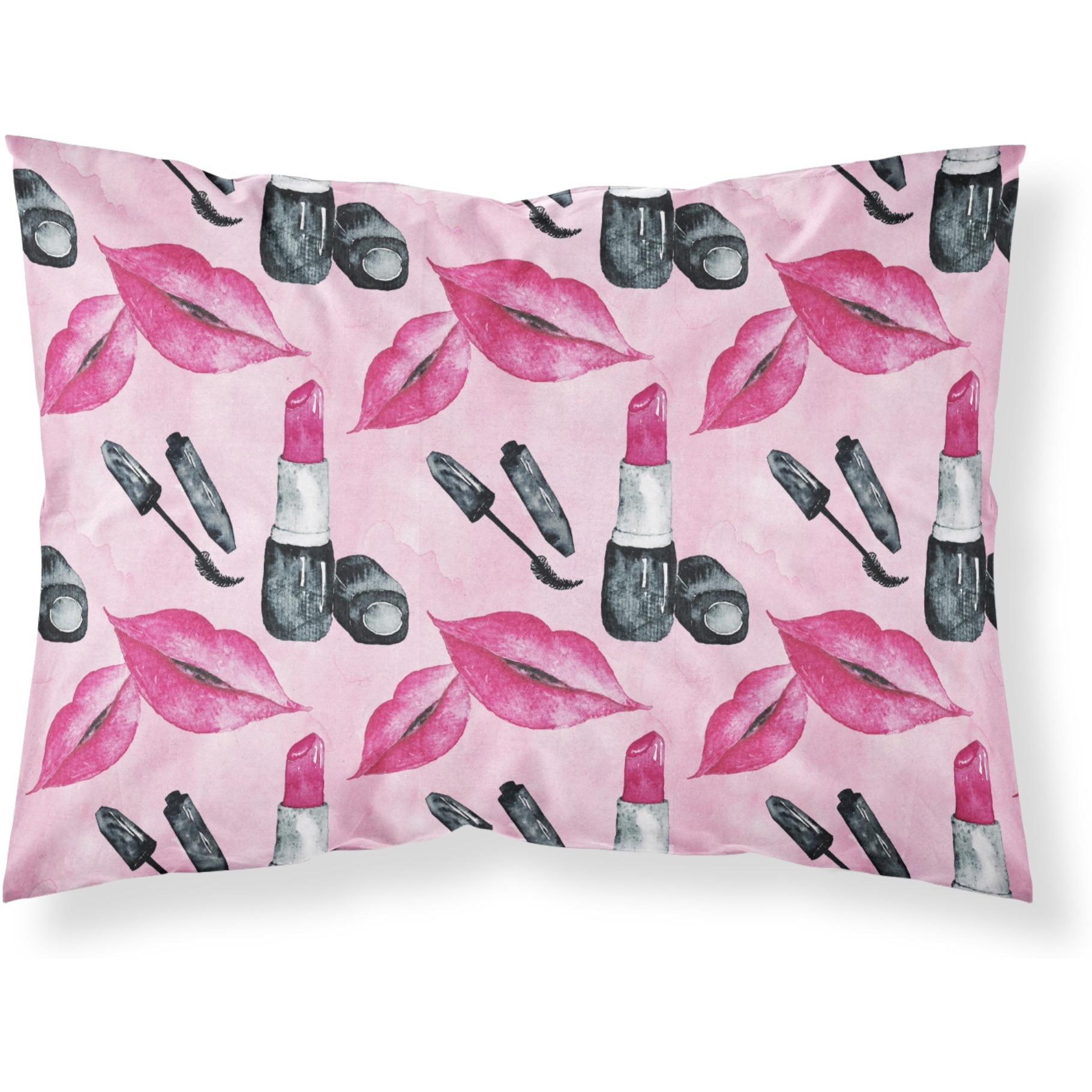 &quotCaroline's Treasures Watercolor Diva Lipstick Printed, Polyester, 250 Thread count, Envelope closure Pillowcase, Standard, Multicolor"