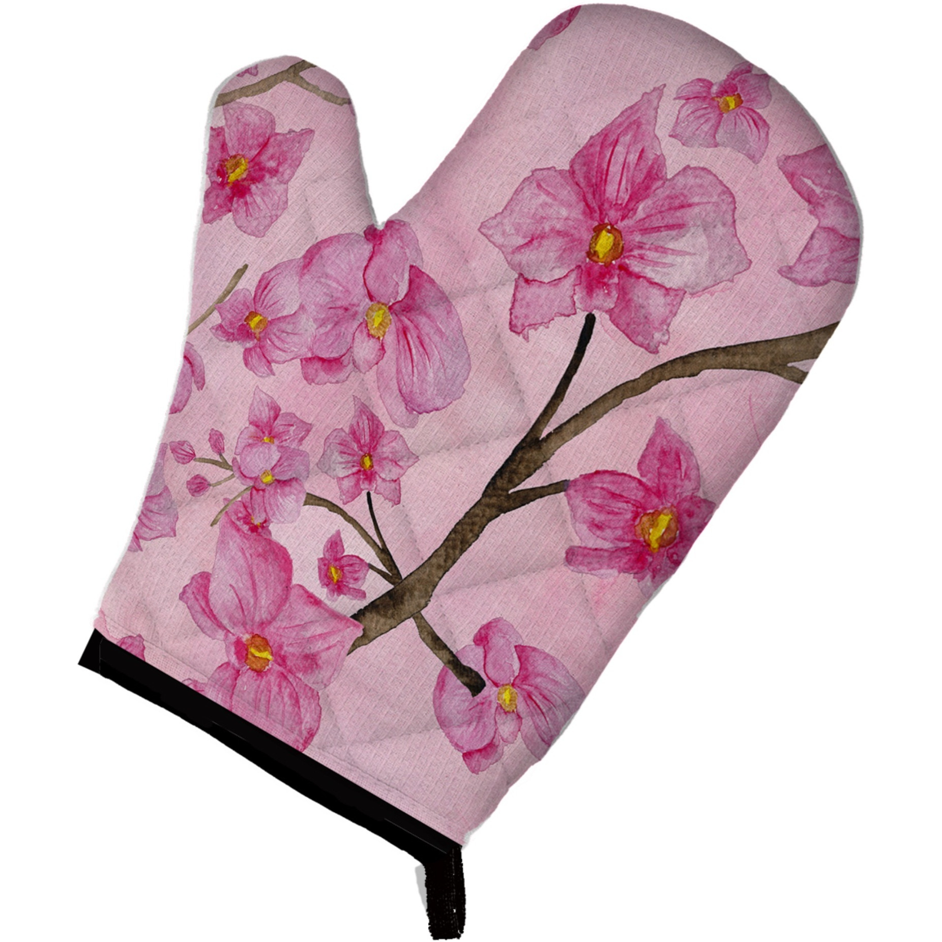 &quotCaroline's Treasures Watercolor Pink Flowers Decorated Oven Mitt, 12"" x 8.5"", Multicolor"