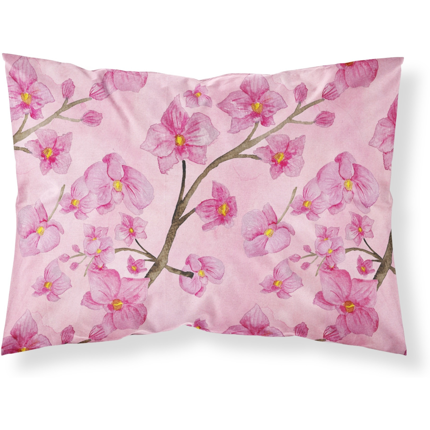 &quotCaroline's Treasures Watercolor Pink Flowers Printed, Polyester, 250 Thread count, Envelope closure Pillowcase, Standard, Multicolor"