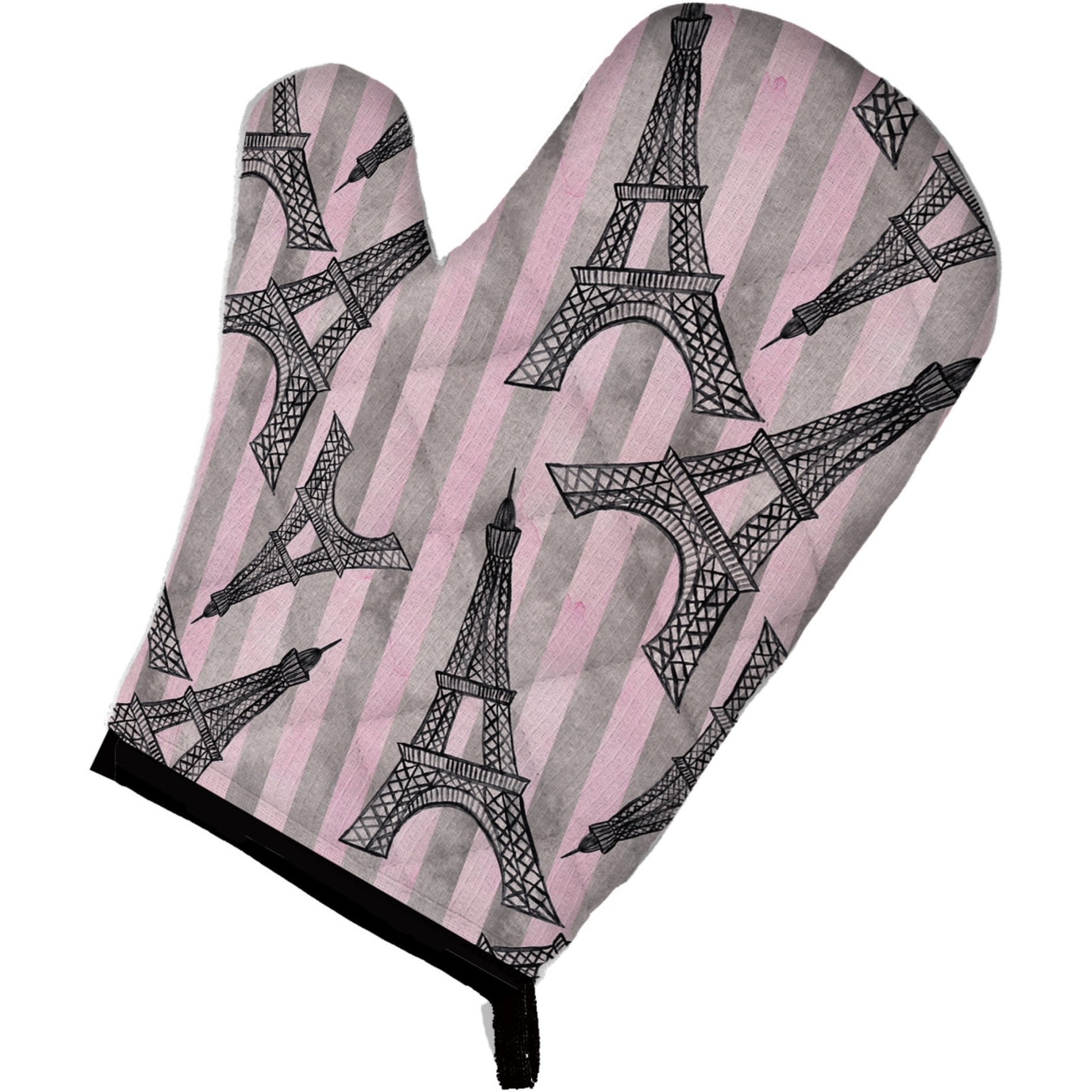 &quotCaroline's Treasures Watercolor Eiffel Tower and Stripes Decorated Oven Mitt, 12"" x 8.5"", Multicolor"