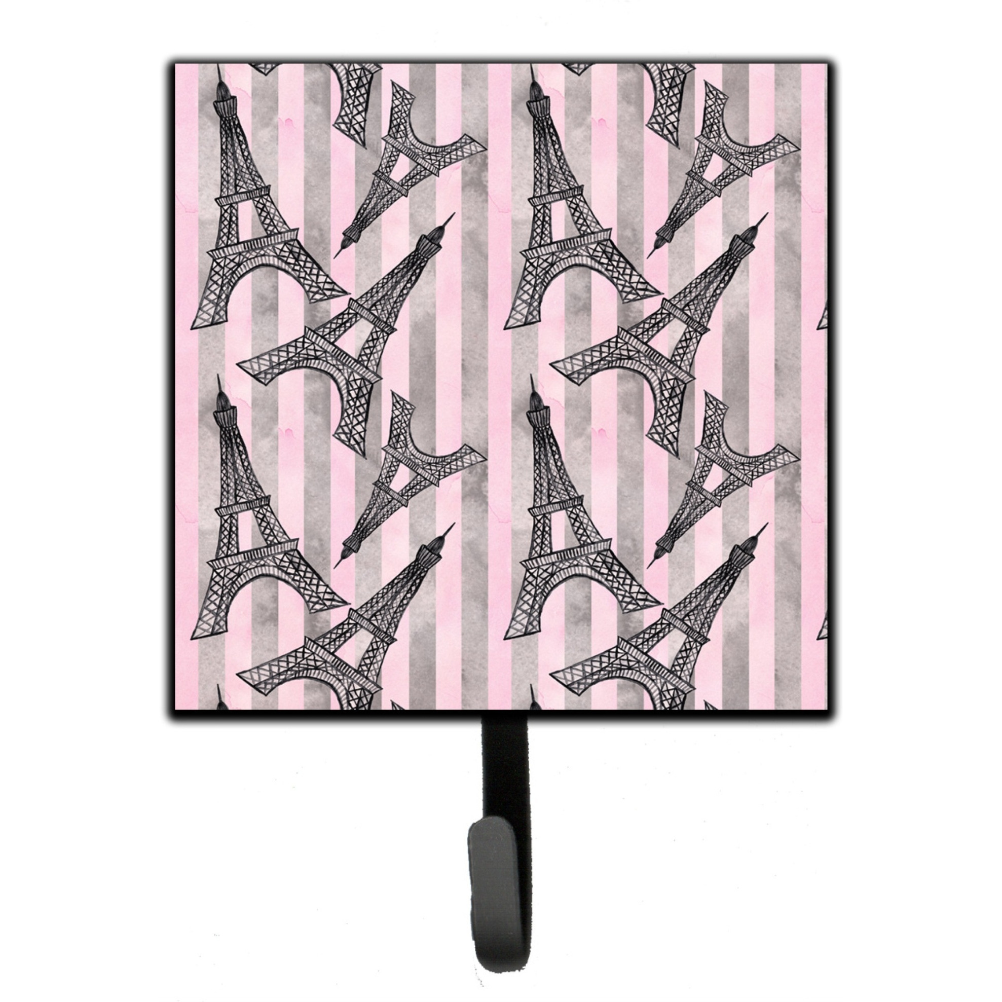 &quotCaroline's Treasures Watercolor Eiffel Tower and Stripes Wall Hook, Small, Multicolor"