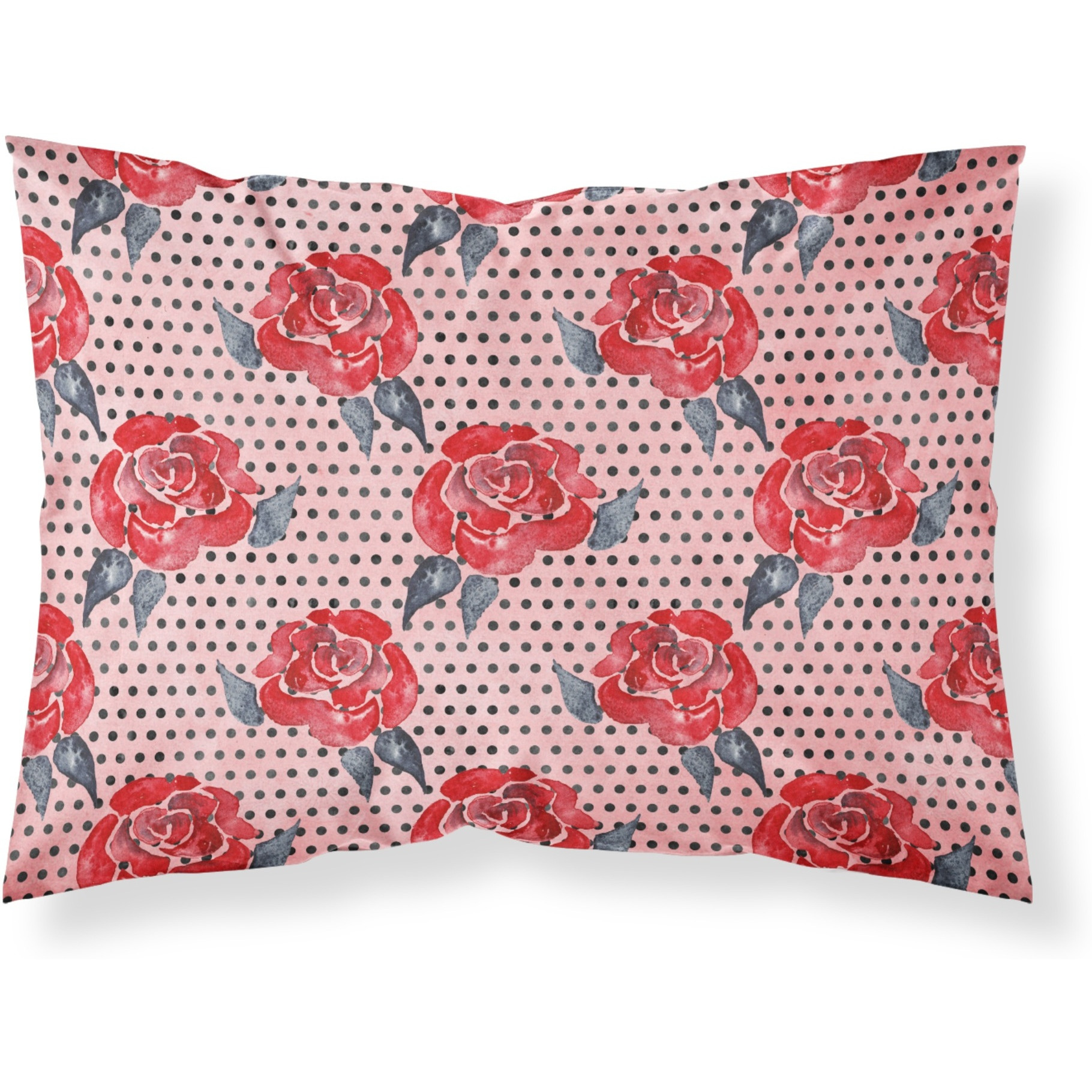 &quotCaroline's Treasures Watercolor Red Roses and Polkadots Pillowcase, Standard, Multicolor"