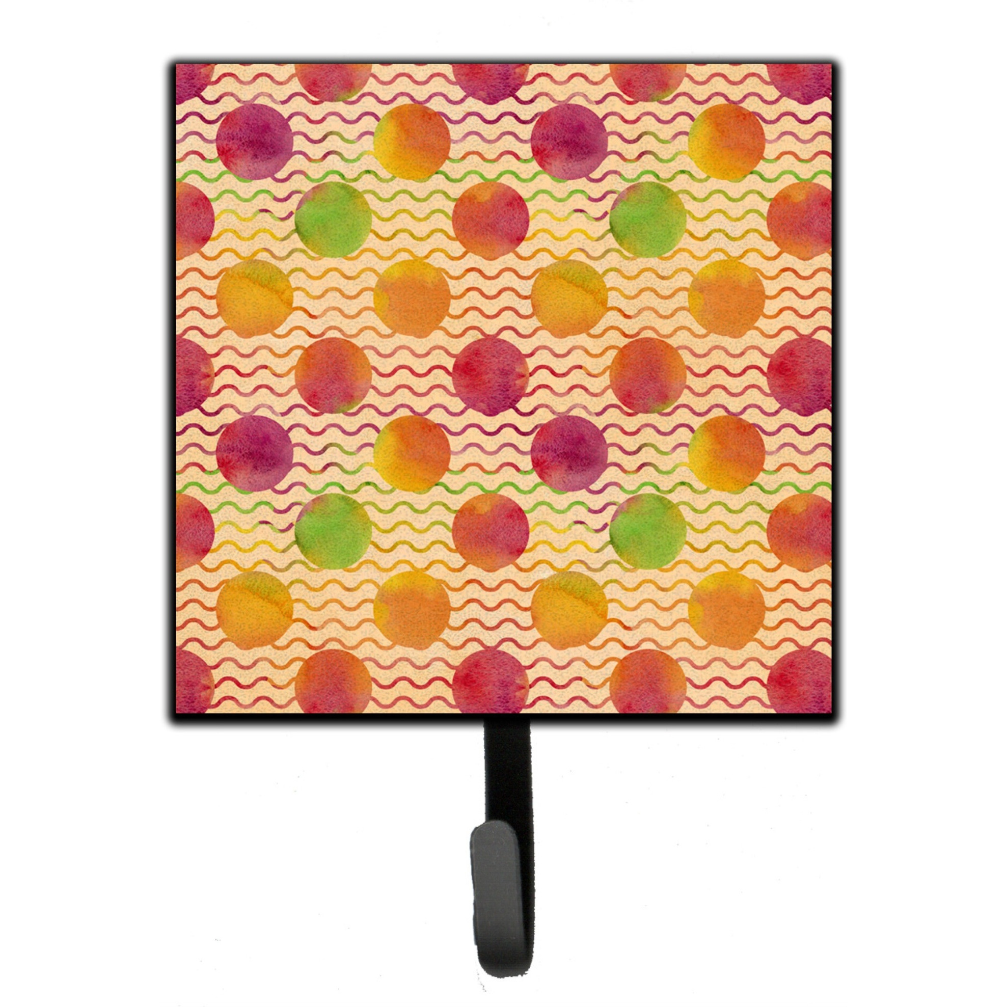 &quotCaroline's Treasures Watercolor Rainbow Dots and Squiggles Wall Hook, Small, Multicolor"
