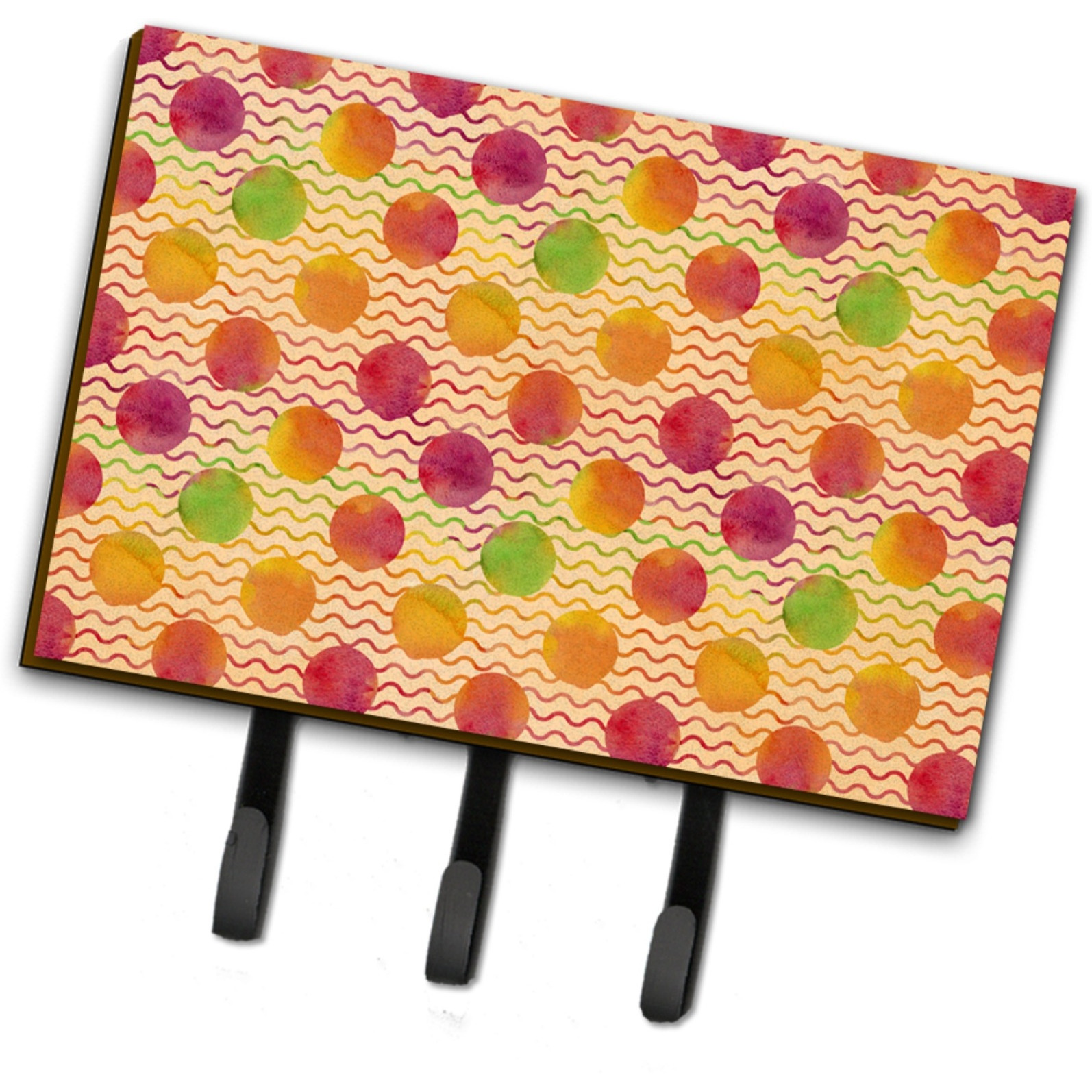 &quotCaroline's Treasures Watercolor Rainbow Dots and Squiggles Wall Hook, Triple, Multicolor"