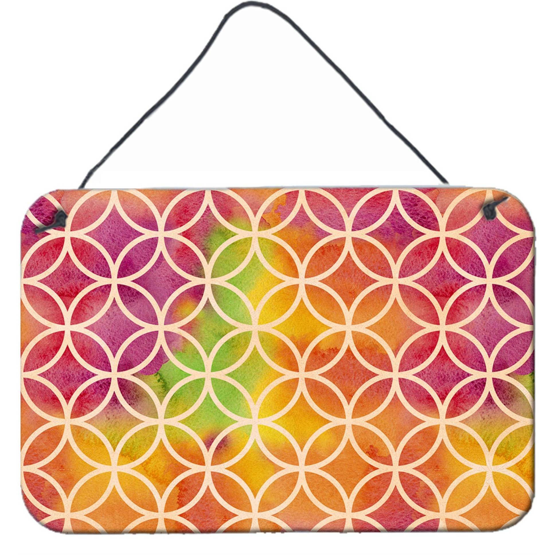 &quotCaroline's Treasures Watercolor Rainbow Geometric Circles Metal Print, 8"" H x 12"" W, Multicolor"