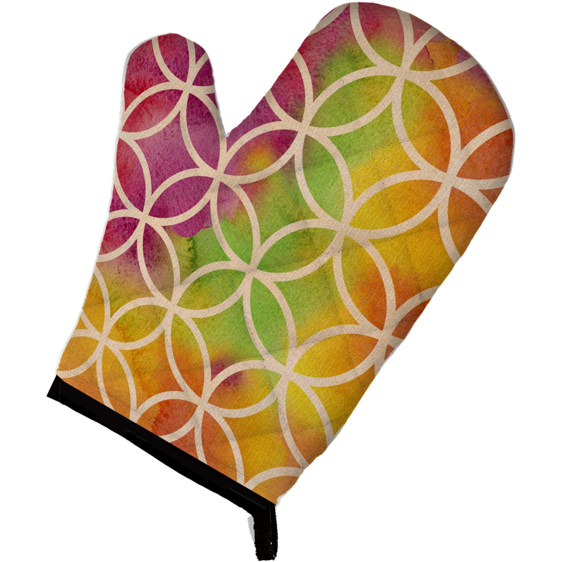 &quotCaroline's Treasures Watercolor Rainbow Geometric Circles Decorated Oven Mitt, 12"" x 8.5"", Multicolor"