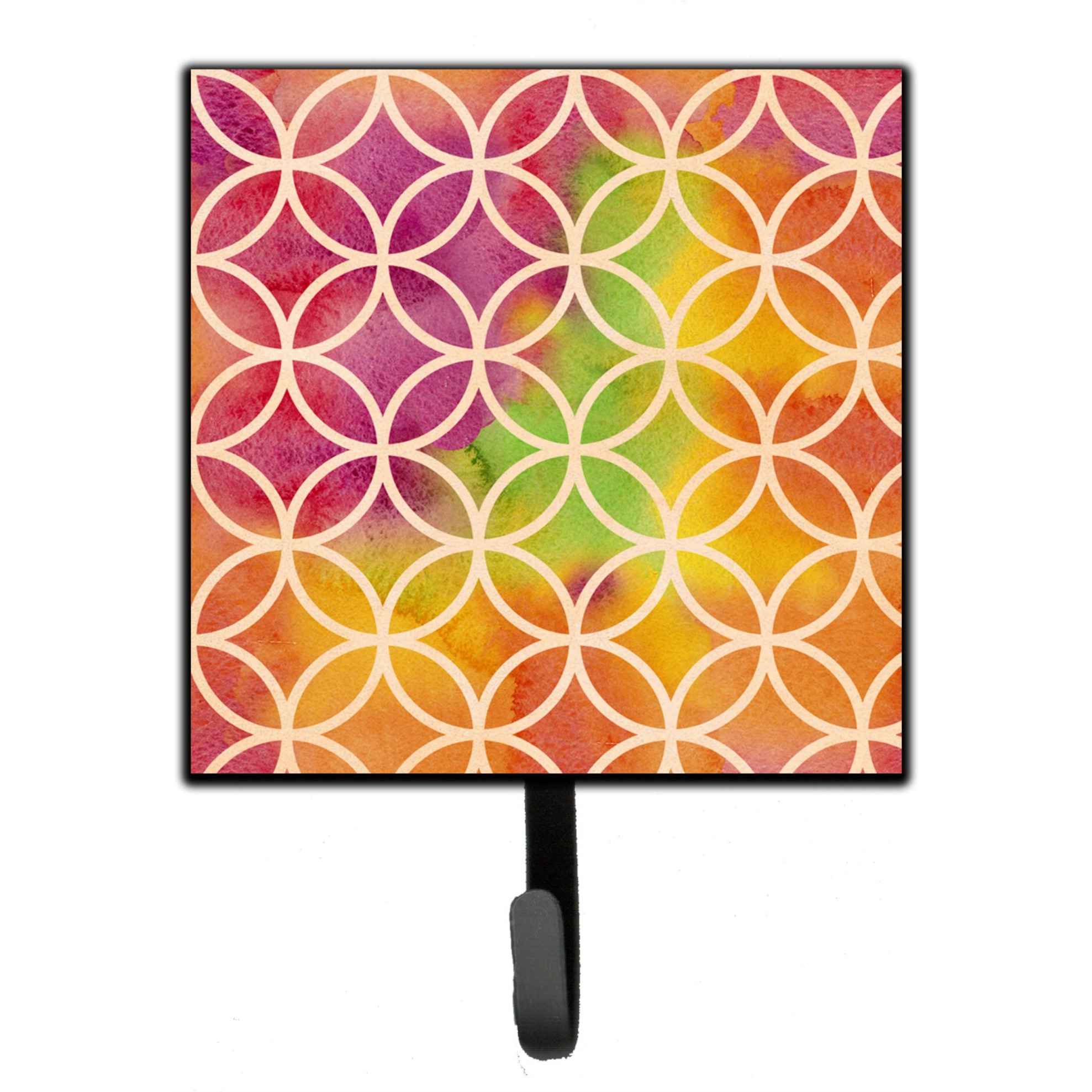 &quotCaroline's Treasures Watercolor Rainbow Geometric Circles Wall Hook, Small, Multicolor"