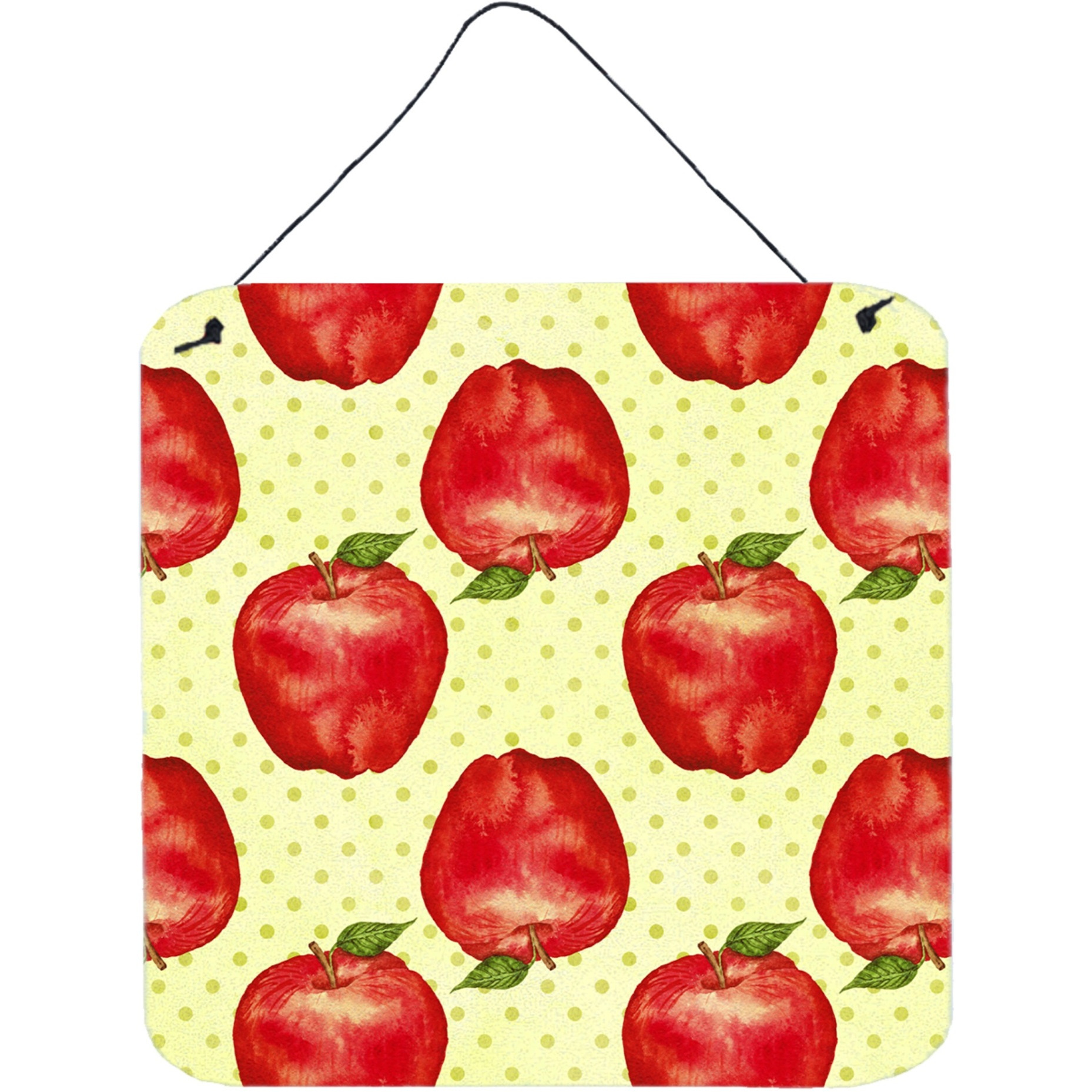&quotCaroline's Treasures Watercolor Apples and Polka dots Metal Print, 6"" H x 6"" W, Multicolor"