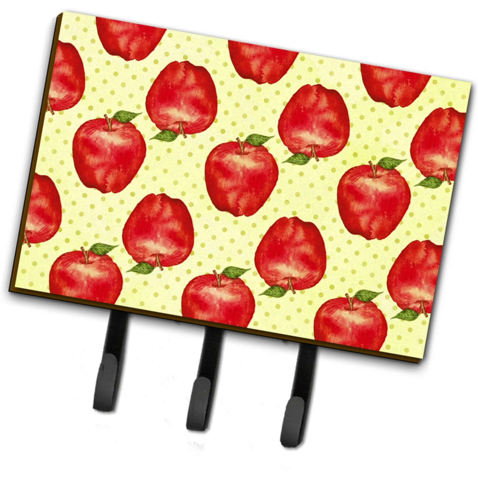 &quotCaroline's Treasures Watercolor Apples and Polka dots Wall Hook, Triple, Multicolor"