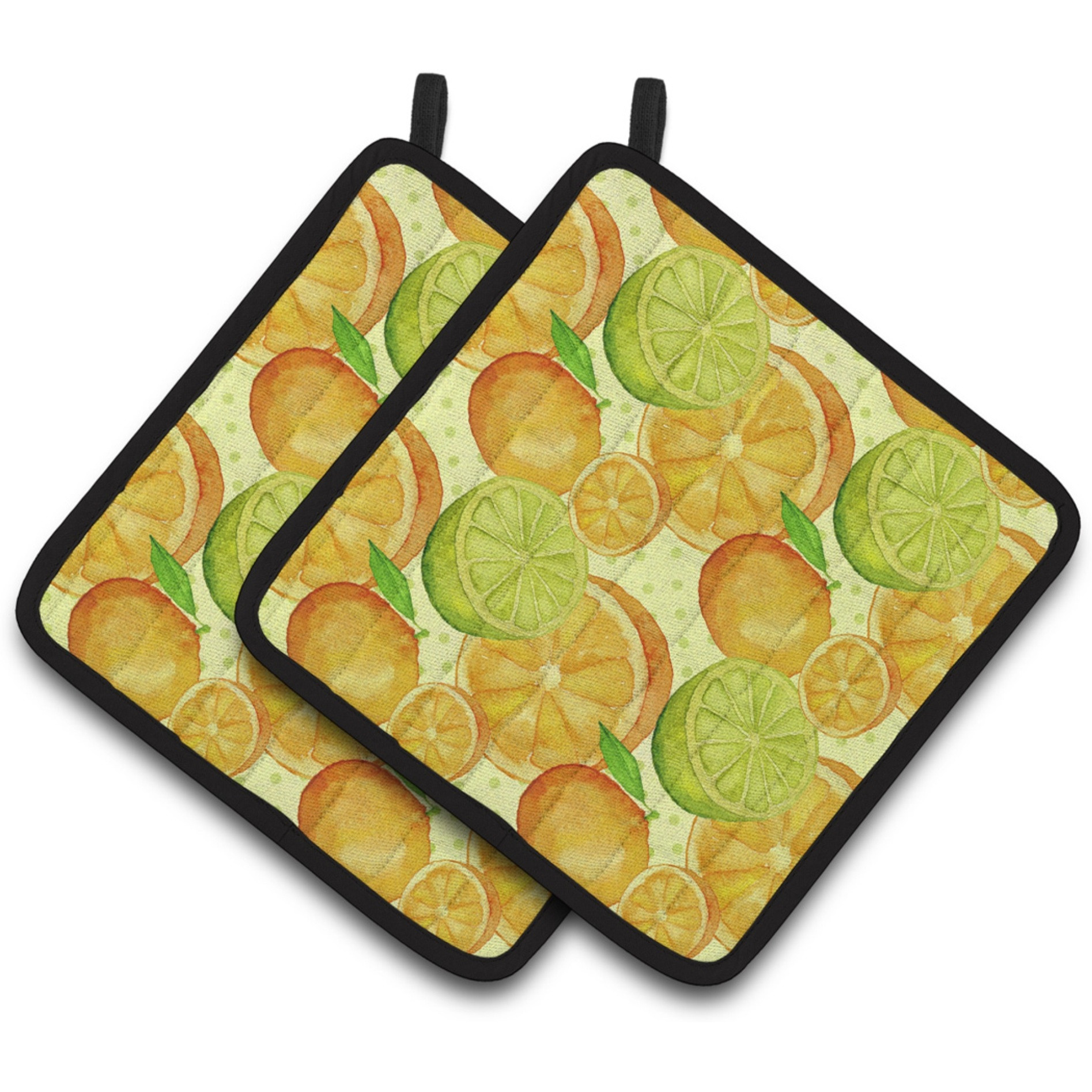 &quotCaroline's Treasures Watercolor Limes and Oranges Citrus Decorated Pot Holder, 7.5"" x 7.5"", Multicolor"