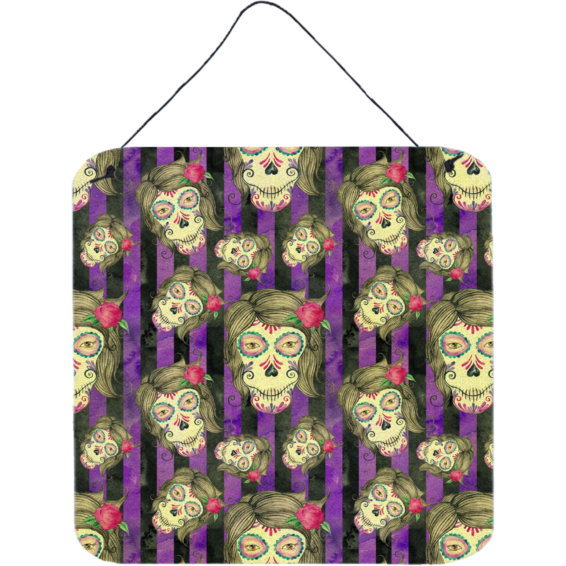 &quotCaroline's Treasures Watercolor Day of the Dead Halloween Metal Print, 6"" H x 6"" W, Multicolor"