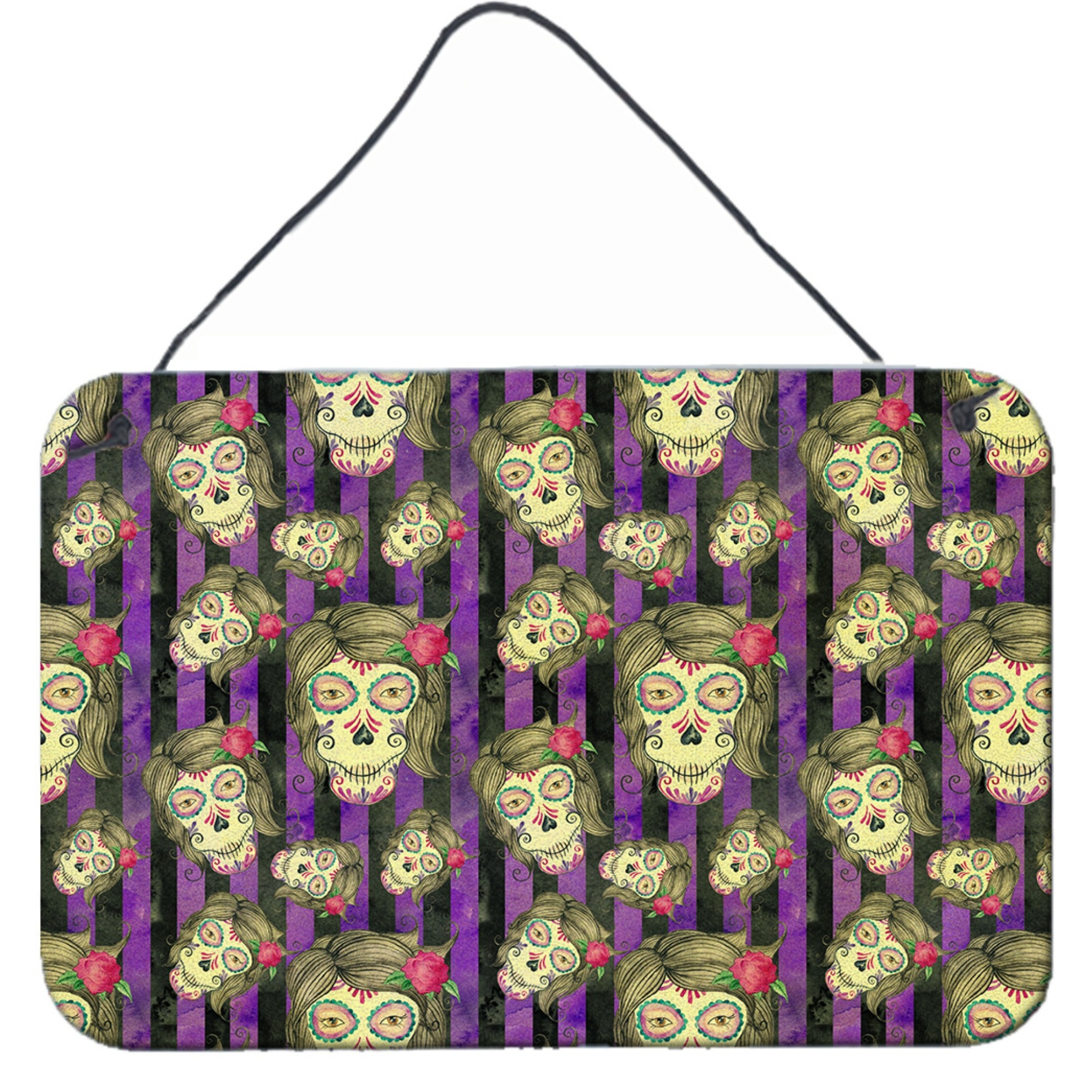 &quotCaroline's Treasures Watercolor Day of the Dead Halloween Metal Print, 8"" H x 12"" W, Multicolor"
