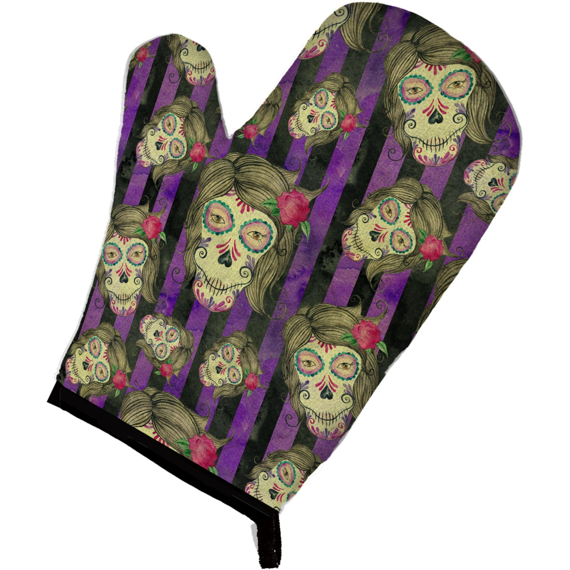 &quotCaroline's Treasures Watercolor Day of the Dead Halloween Decorated Oven Mitt, 12"" x 8.5"", Multicolor"