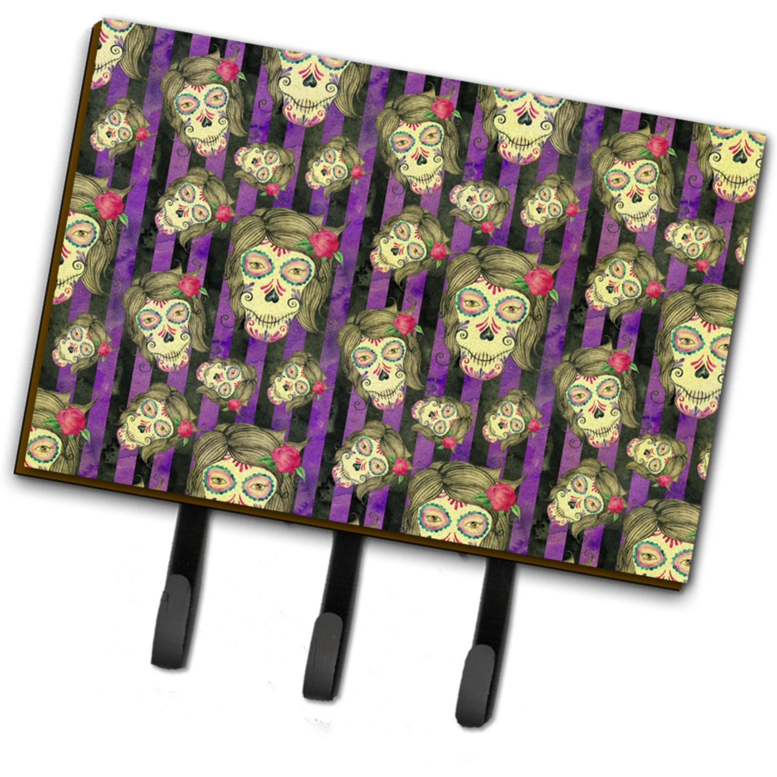&quotCaroline's Treasures Watercolor Day of the Dead Halloween Wall Hook, Triple, Multicolor"