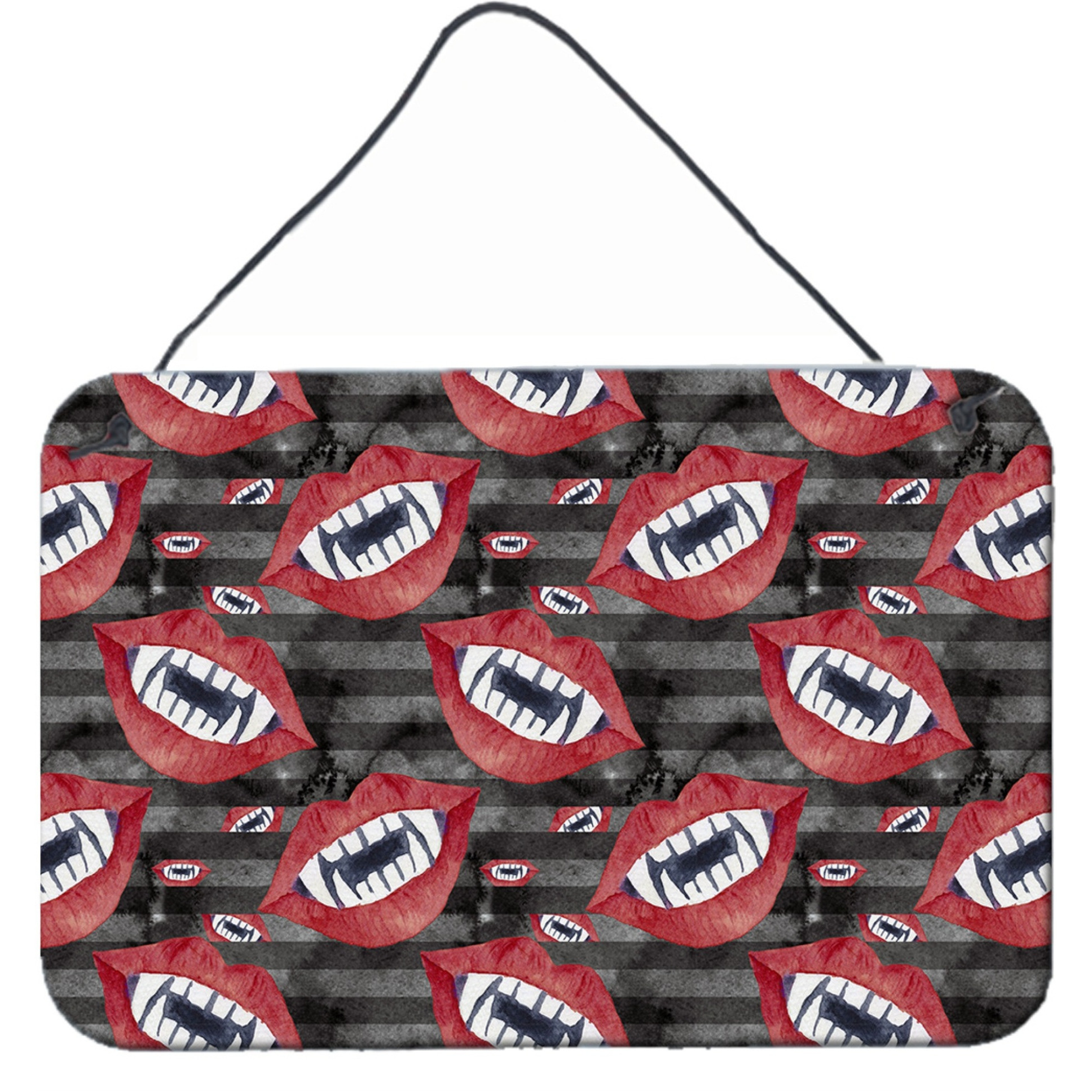&quotCaroline's Treasures Watercolor Halloween Vampire Teeth Metal Print, 8"" H x 12"" W, Multicolor"