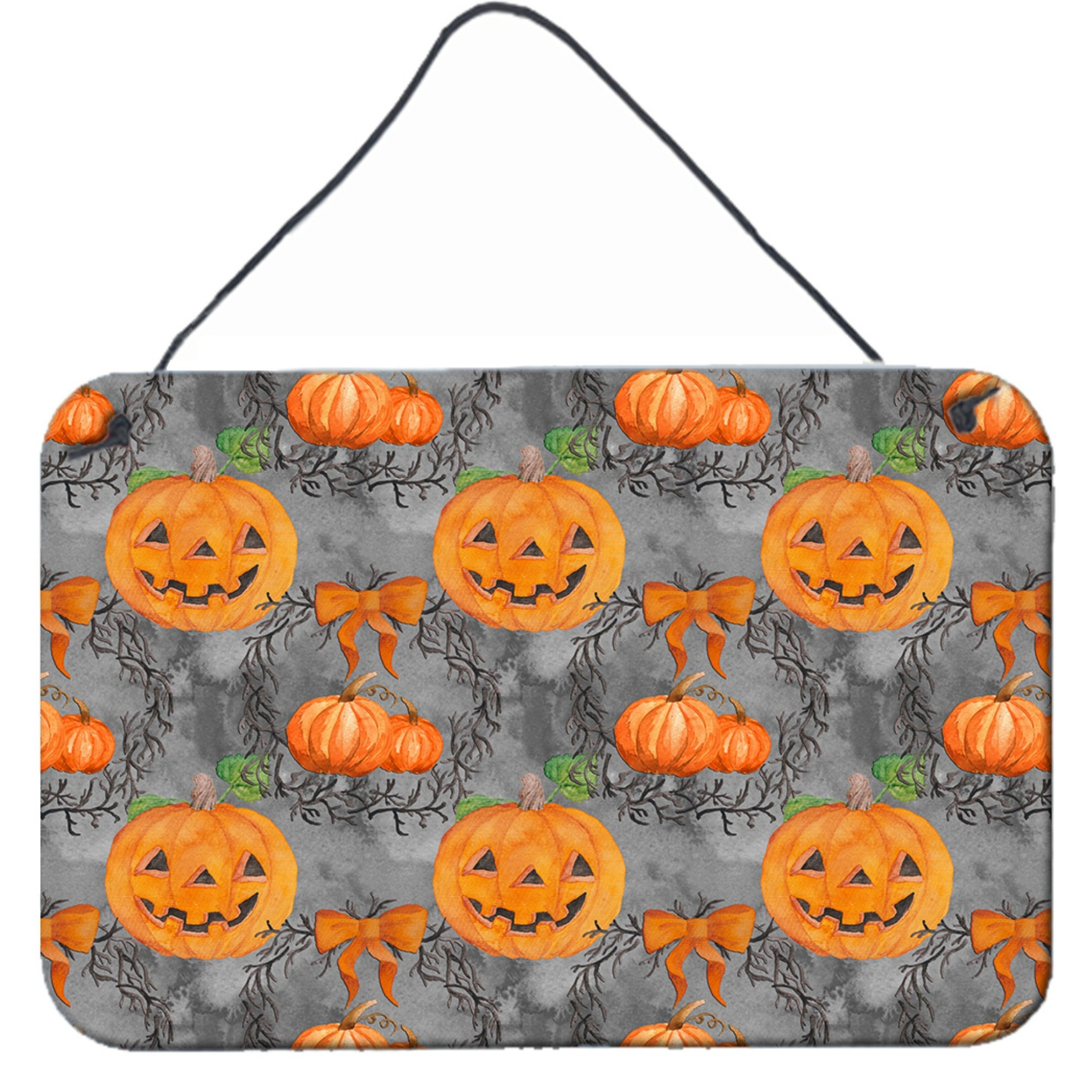 &quotCaroline's Treasures Watercolor Halloween Pumpkins Metal Print, 8"" H x 12"" W, Multicolor"
