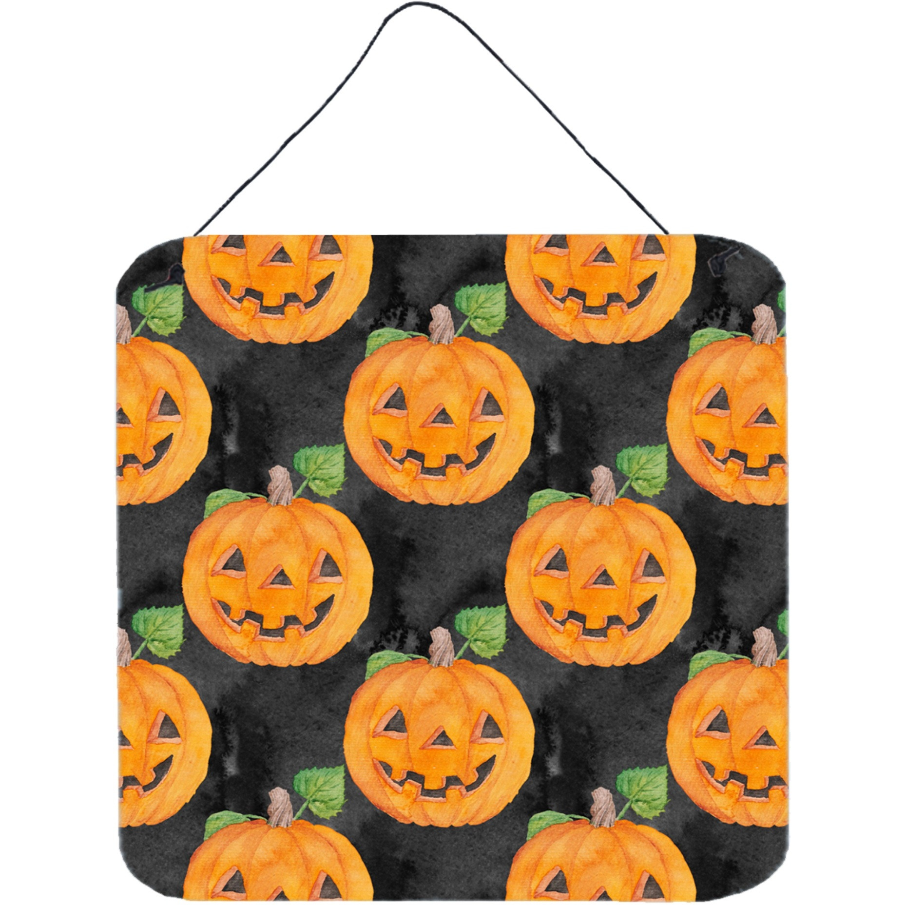 &quotCaroline's Treasures Watercolor Halloween Jack-O-Lantern Metal Print, 6"" H x 6"" W, Multicolor"