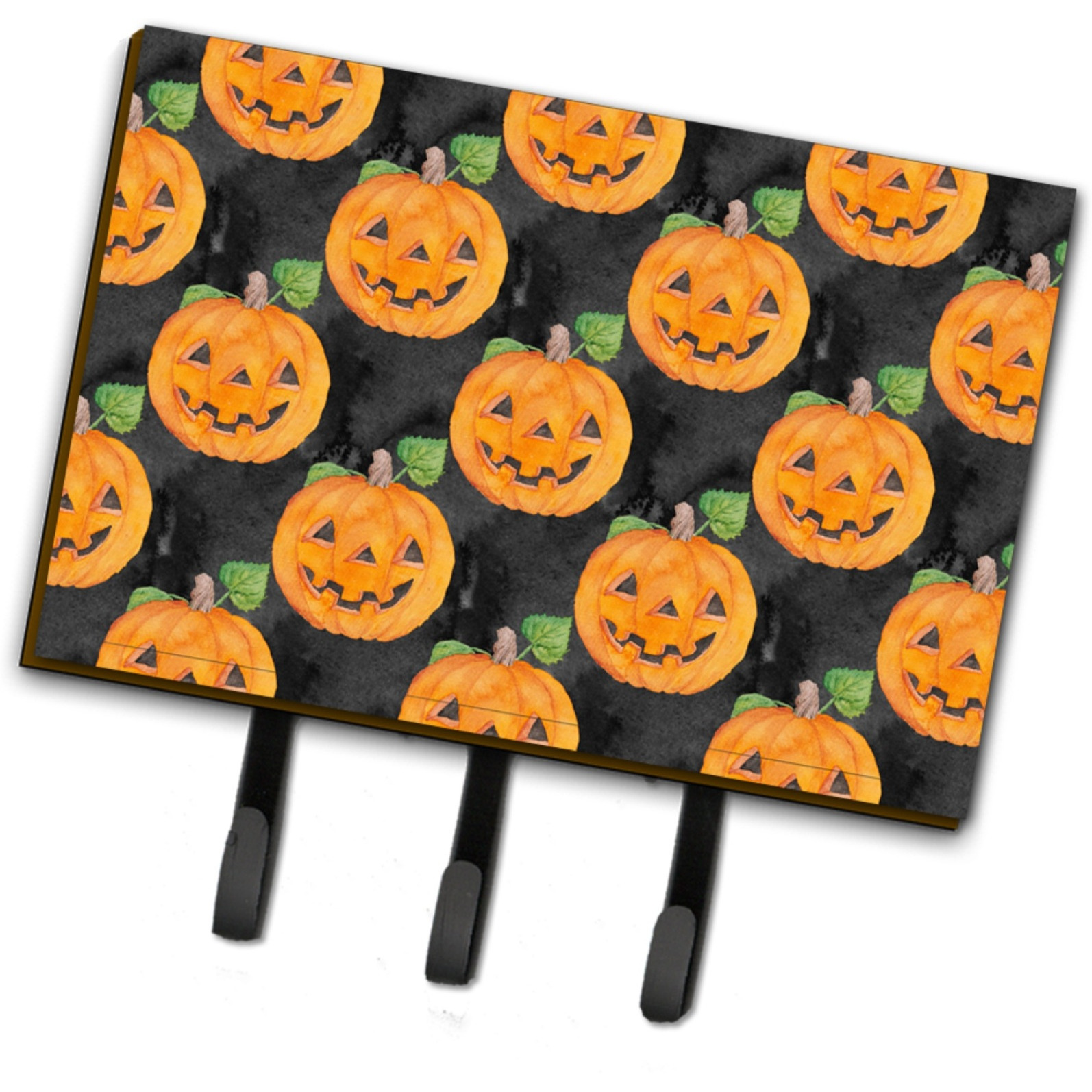 &quotCaroline's Treasures Watercolor Halloween Jack-O-Lantern Wall Hook, Triple, Multicolor"