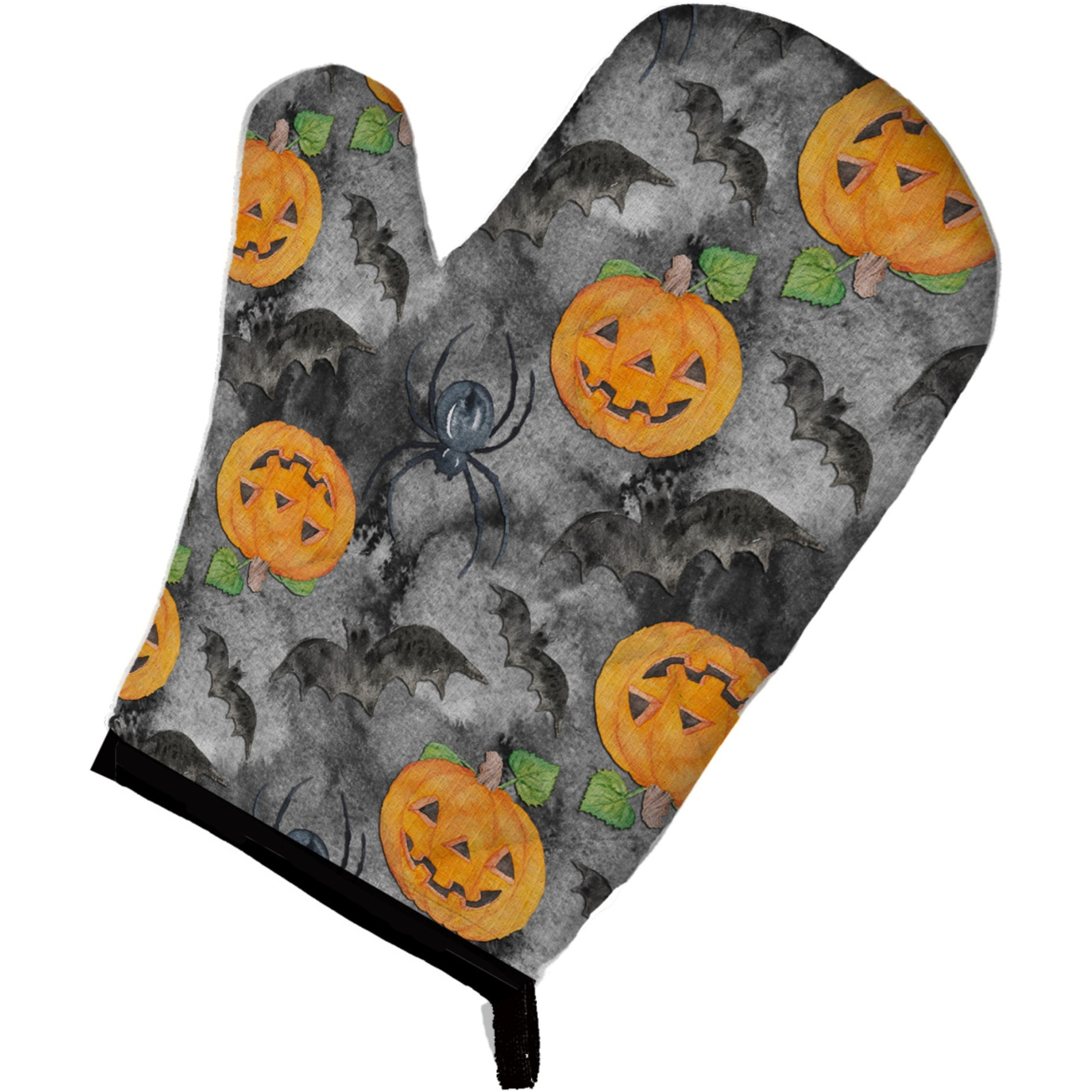&quotCaroline's Treasures Watercolor Halloween Jack-O-Lantern Bats Decorated Oven Mitt, 12"" x 8.5"", Multicolor"