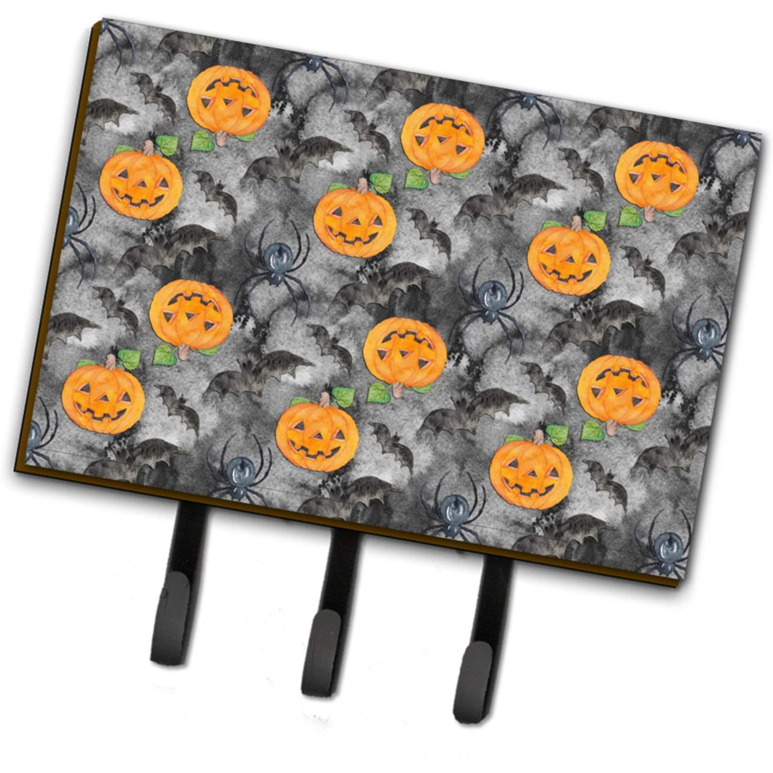 &quotCaroline's Treasures Watercolor Halloween Jack-O-Lantern Bats Wall Hook, Triple, Multicolor"