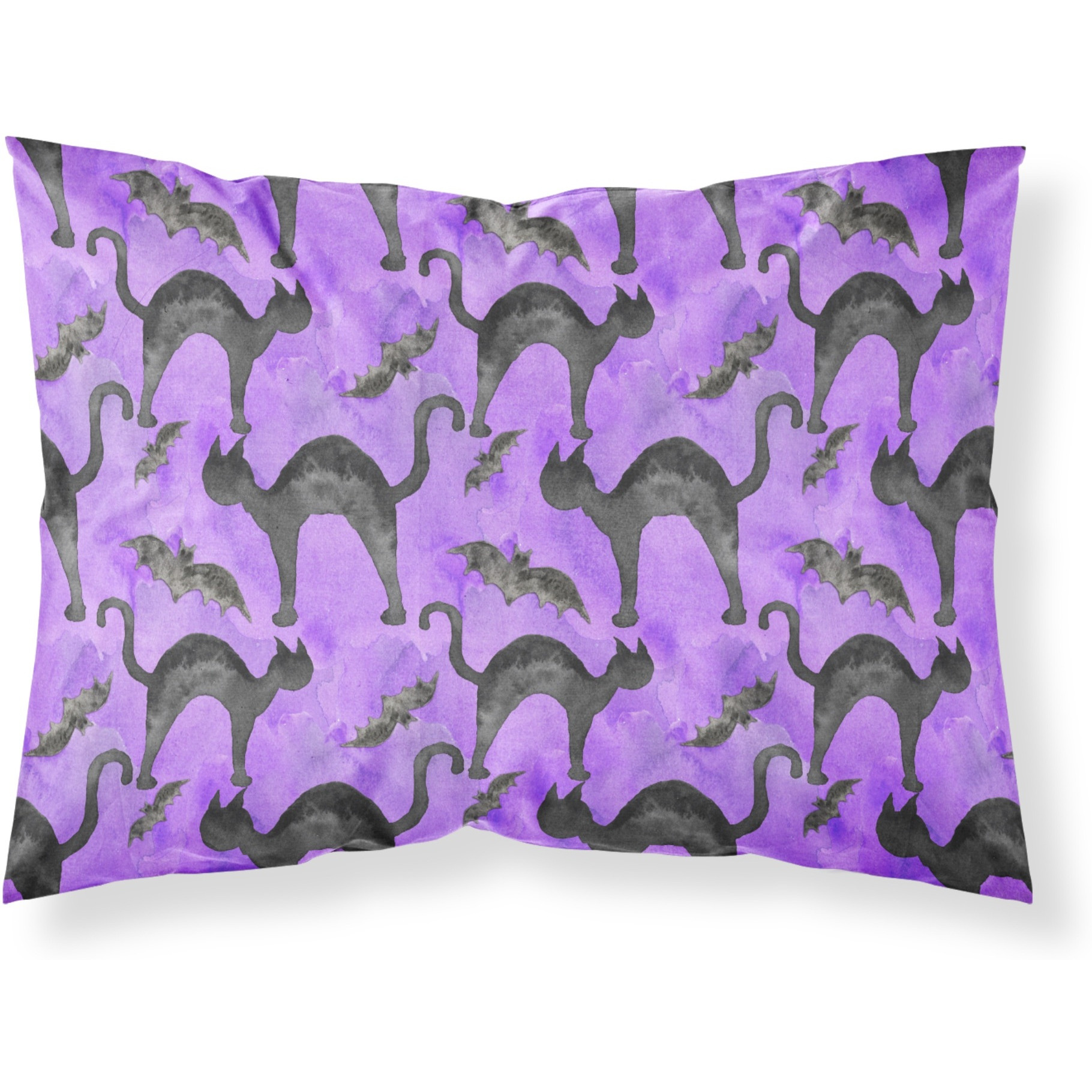 &quotCaroline's Treasures Watercolor Halloween Black Cats on Purple Pillowcase, Standard, Multicolor"