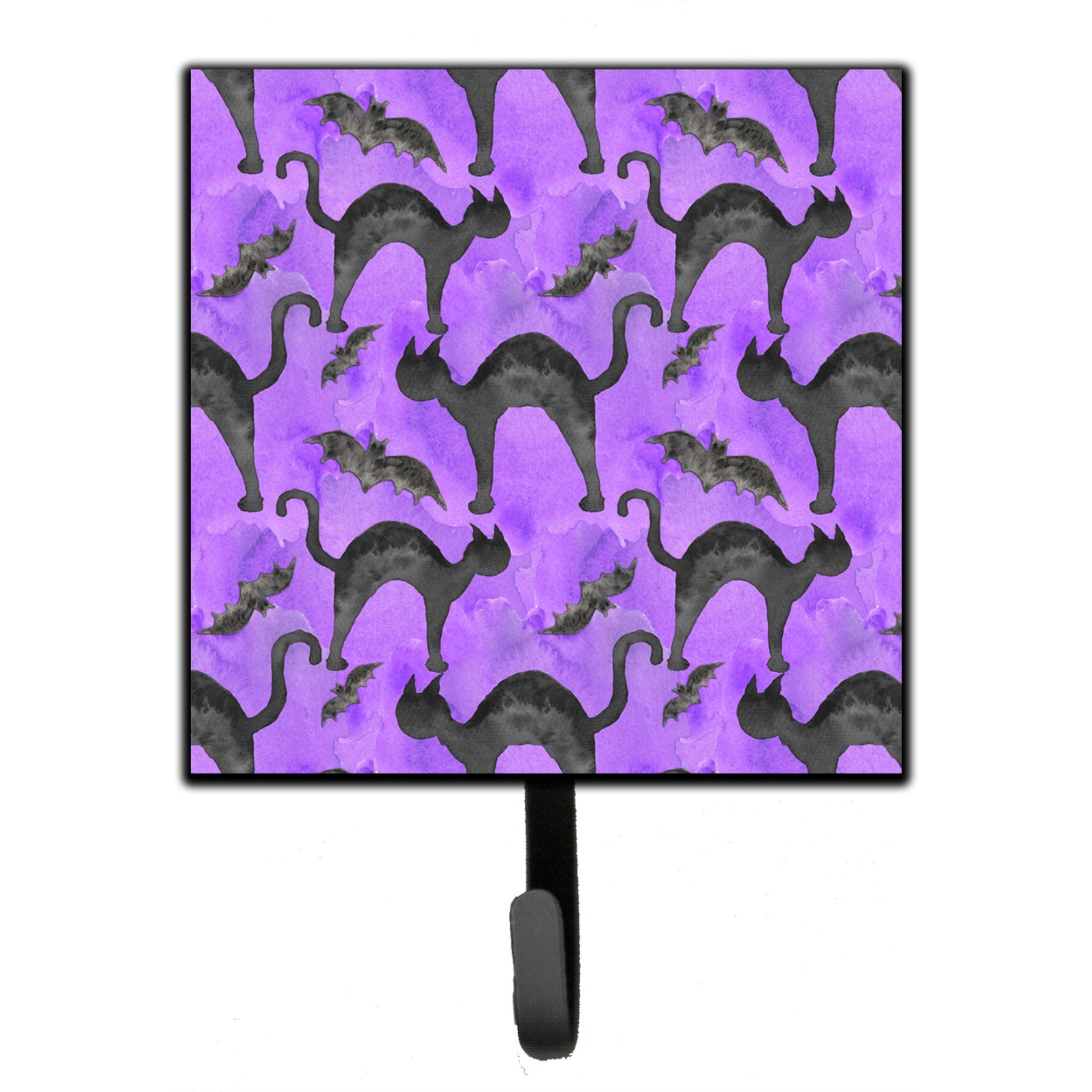 &quotCaroline's Treasures Watercolor Halloween Black Cats on Purple Wall Hook, Small, Multicolor"