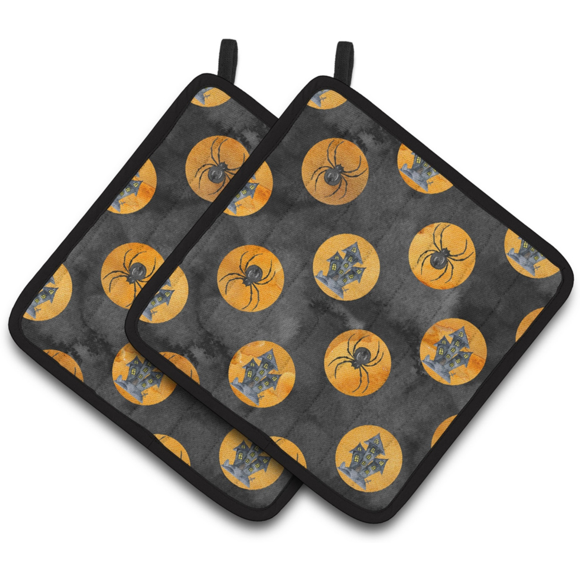 &quotCaroline's Treasures Watercolor Halloween Circles Decorated Pot Holder, 7.5"" x 7.5"", Multicolor"