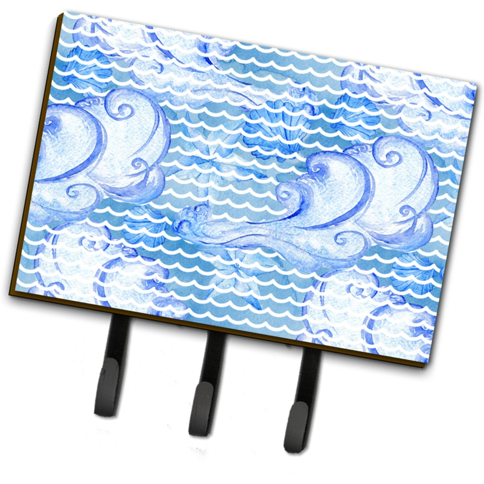 &quotCaroline's Treasures Beach Watercolor Abstract Waves Wall Hook, Triple, Multicolor"
