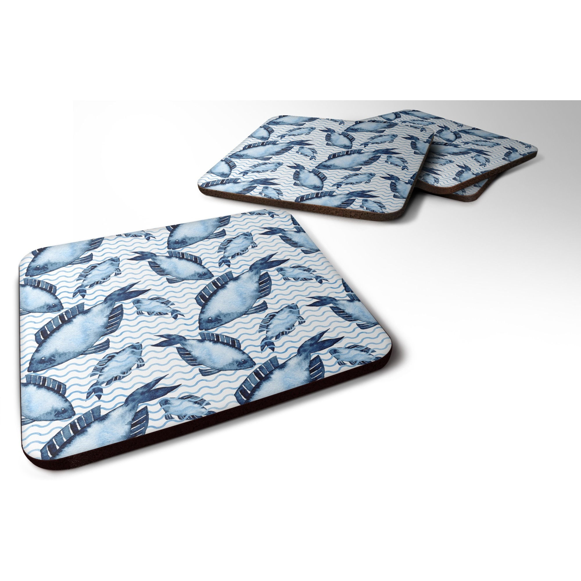 &quotCaroline's Treasures Beach Watercolor Fishes Decorative coasters, 3.5, Multicolor"