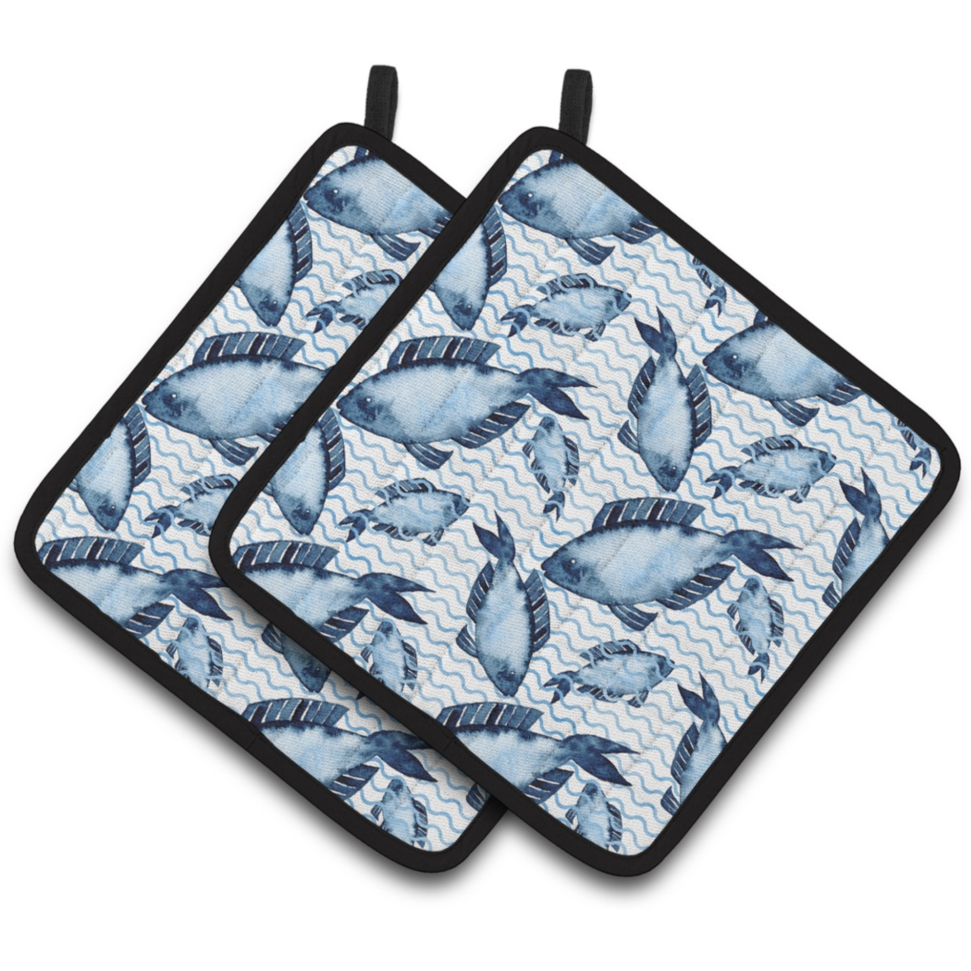 &quotCaroline's Treasures Beach Watercolor Fishes Decorated Pot Holder, 7.5"" x 7.5"", Multicolor"