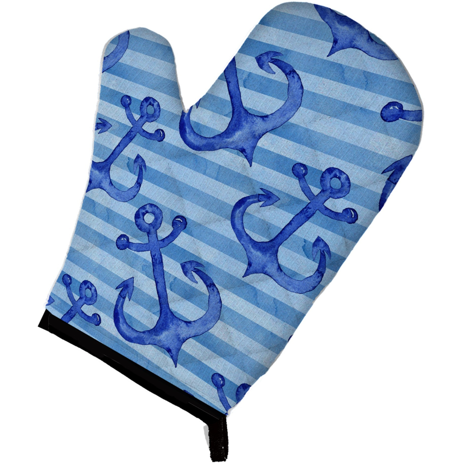 &quotCaroline's Treasures Beach Watercolor Anchors Decorated Oven Mitt, 12"" x 8.5"", Multicolor"