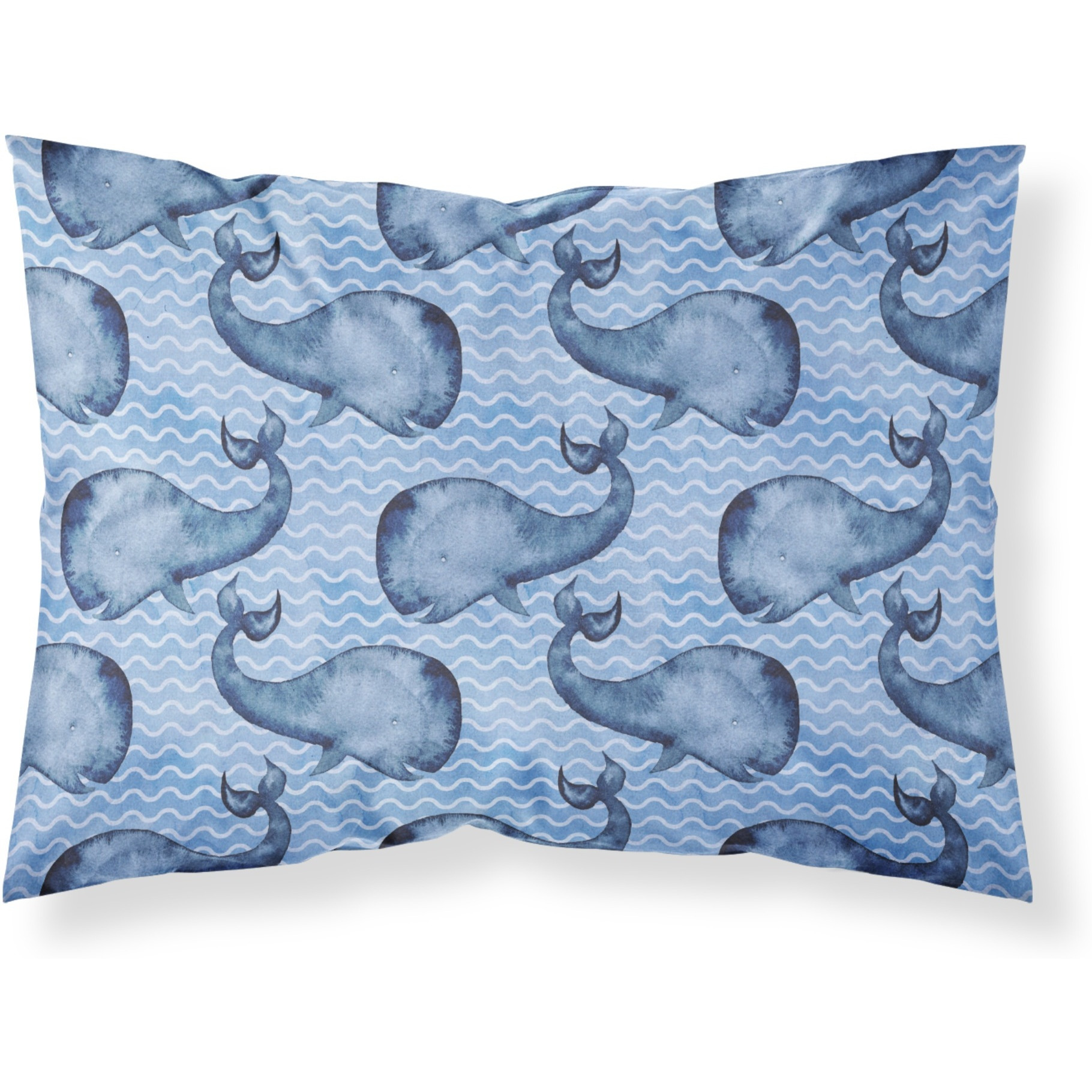 &quotCaroline's Treasures Beach Watercolor Whales Pillowcase, Standard, Multicolor"