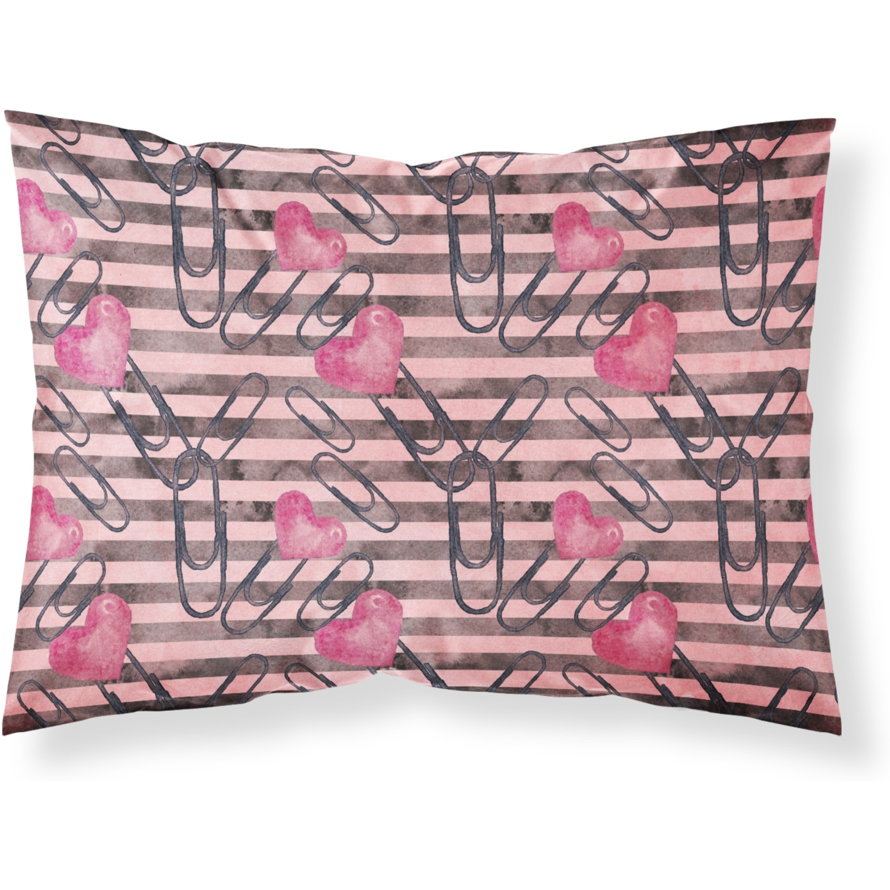 &quotCaroline's Treasures Watercolor Heart Paper Clips Printed, Polyester, 250 Thread count, Envelope closure Pillowcase, Standard, Multicolor"
