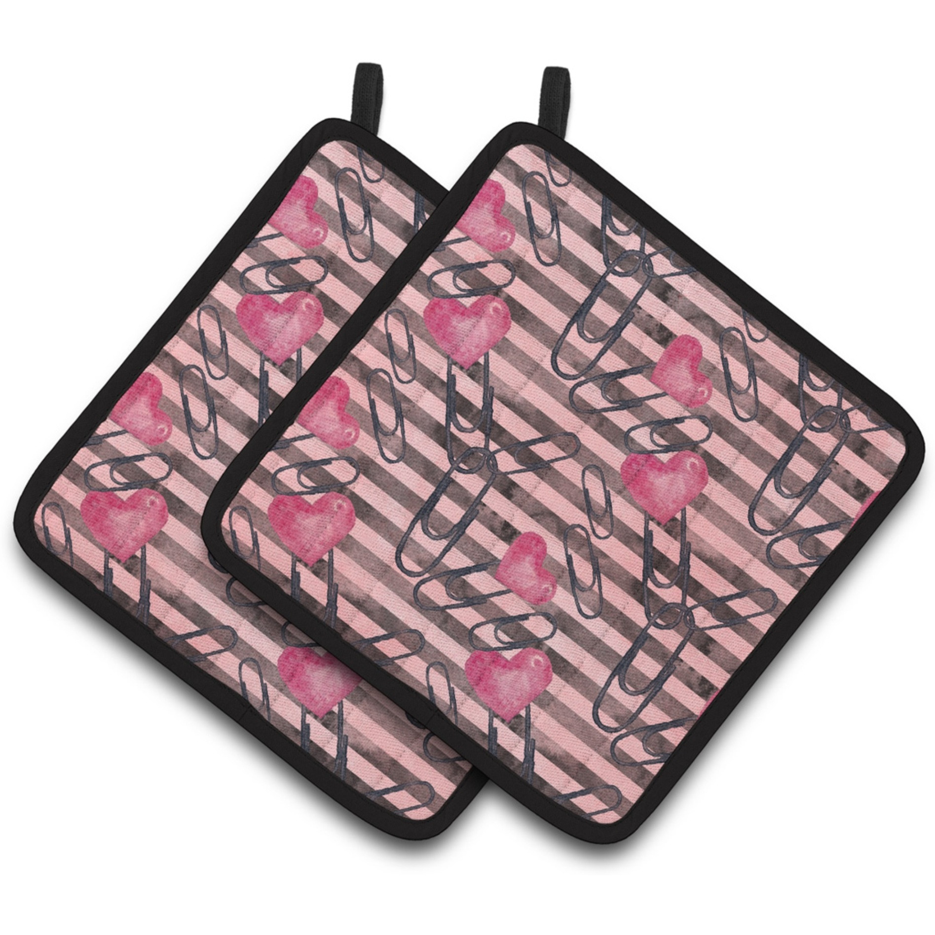 &quotCaroline's Treasures Watercolor Heart Paper Clips Decorated Pot Holder, 7.5"" x 7.5"", Multicolor"