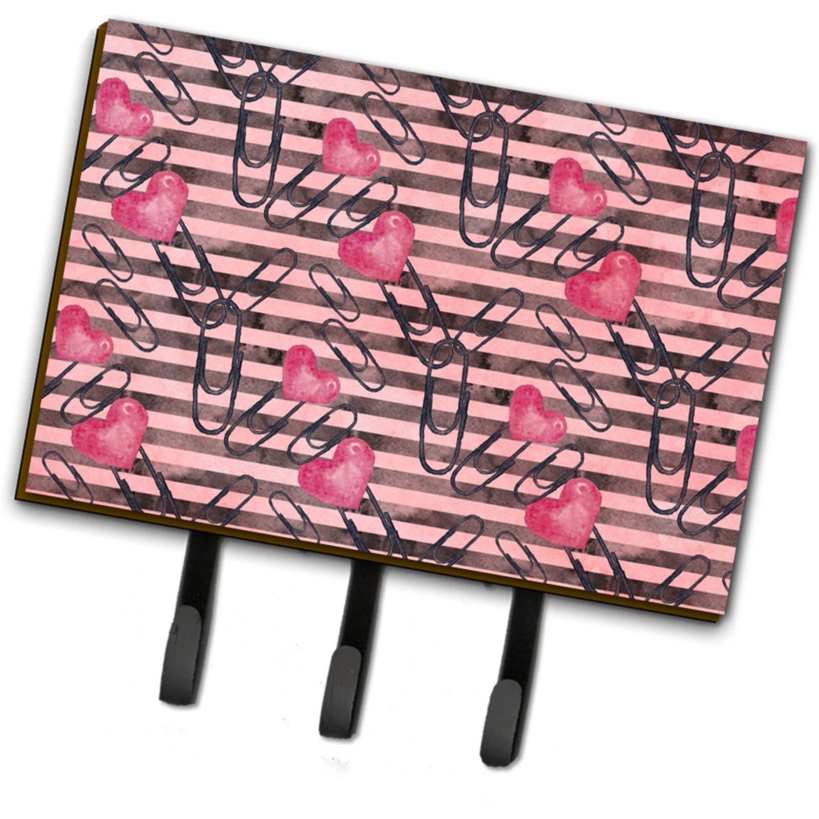 &quotCaroline's Treasures Watercolor Heart Paper Clips Wall Hook, Triple, Multicolor"