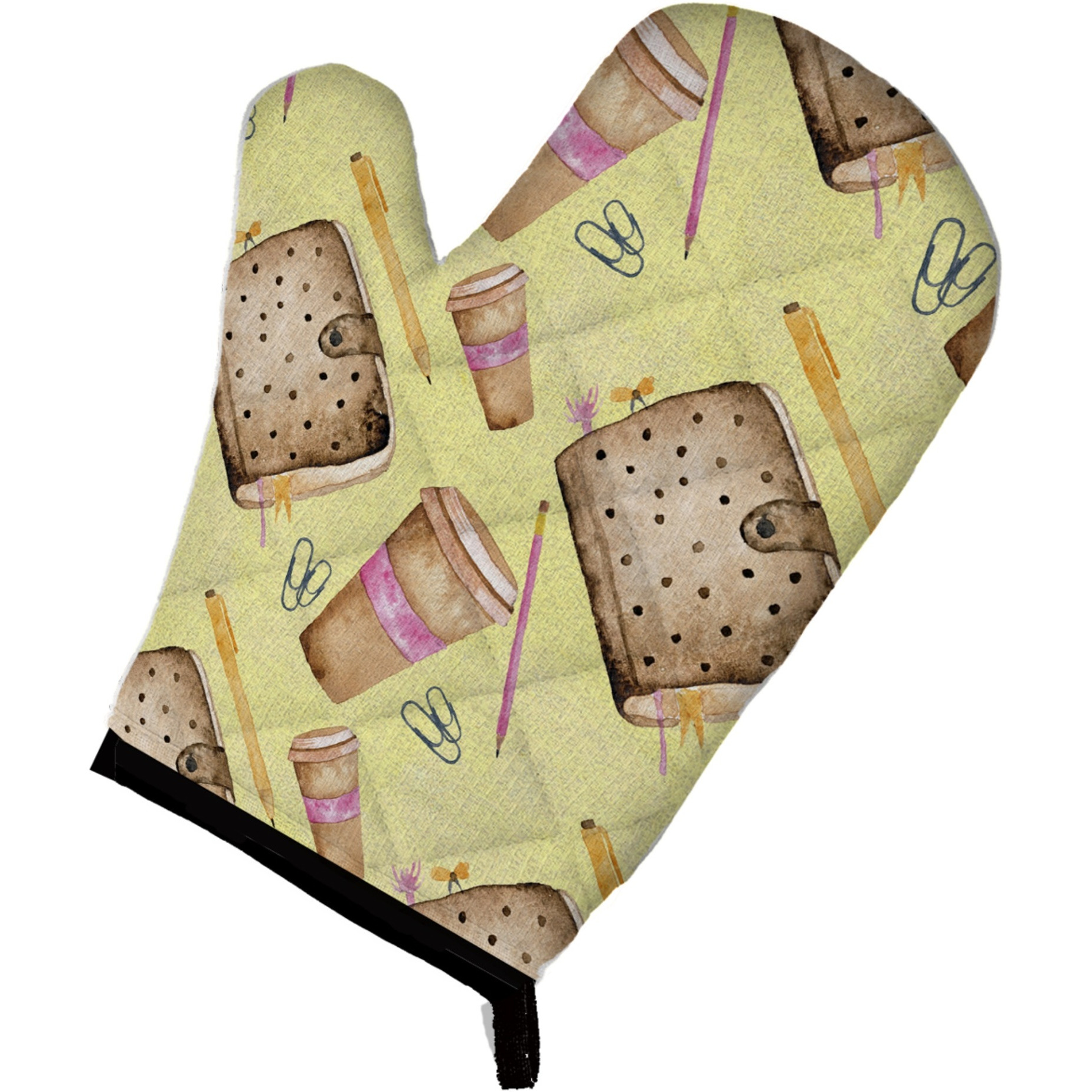&quotCaroline's Treasures Watercolor Coffee and Journal Decorated Oven Mitt, 12"" x 8.5"", Multicolor"