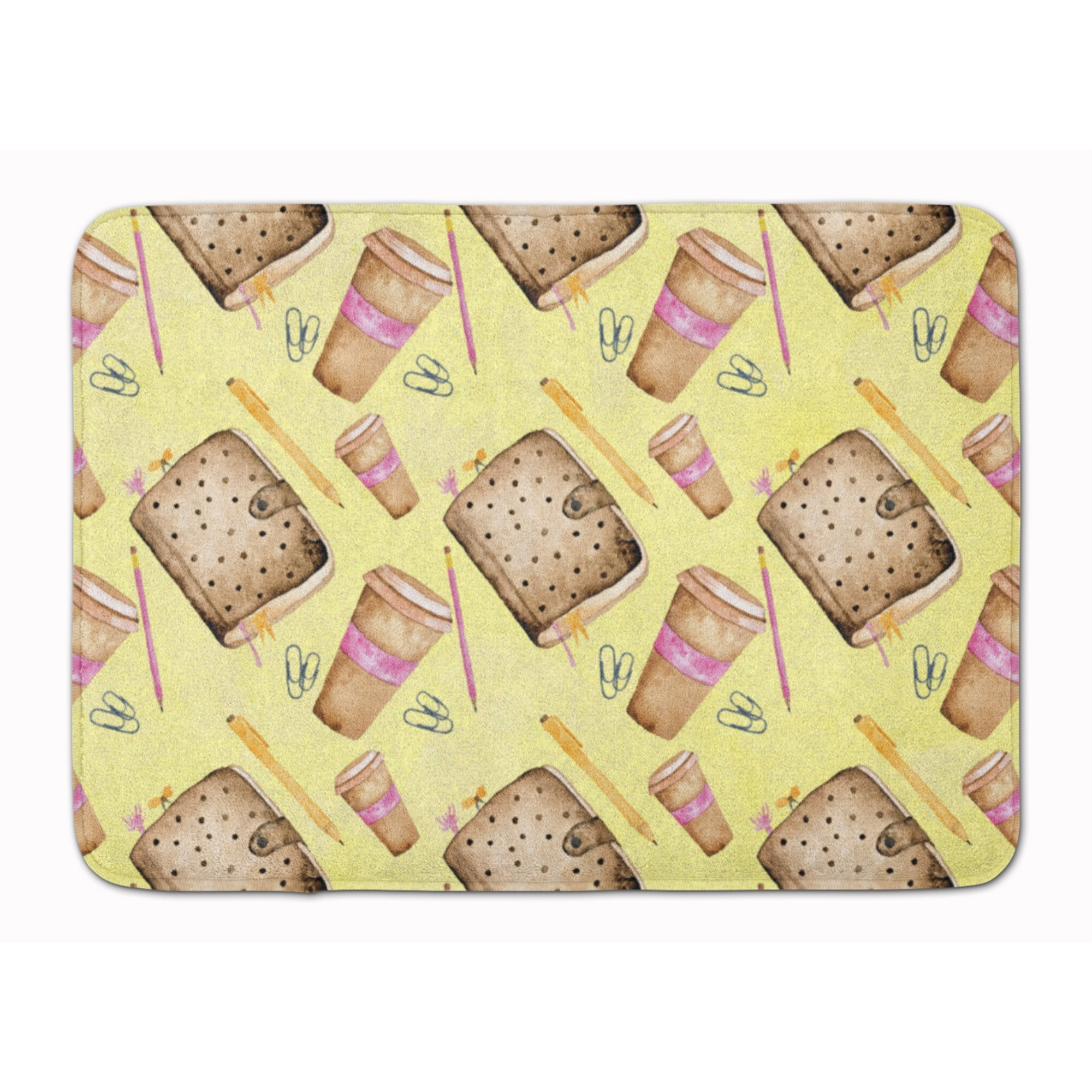 &quotCaroline's Treasures Watercolor Coffee and Journal Floor Mat, 19"" H x 27"" W, Multicolor"