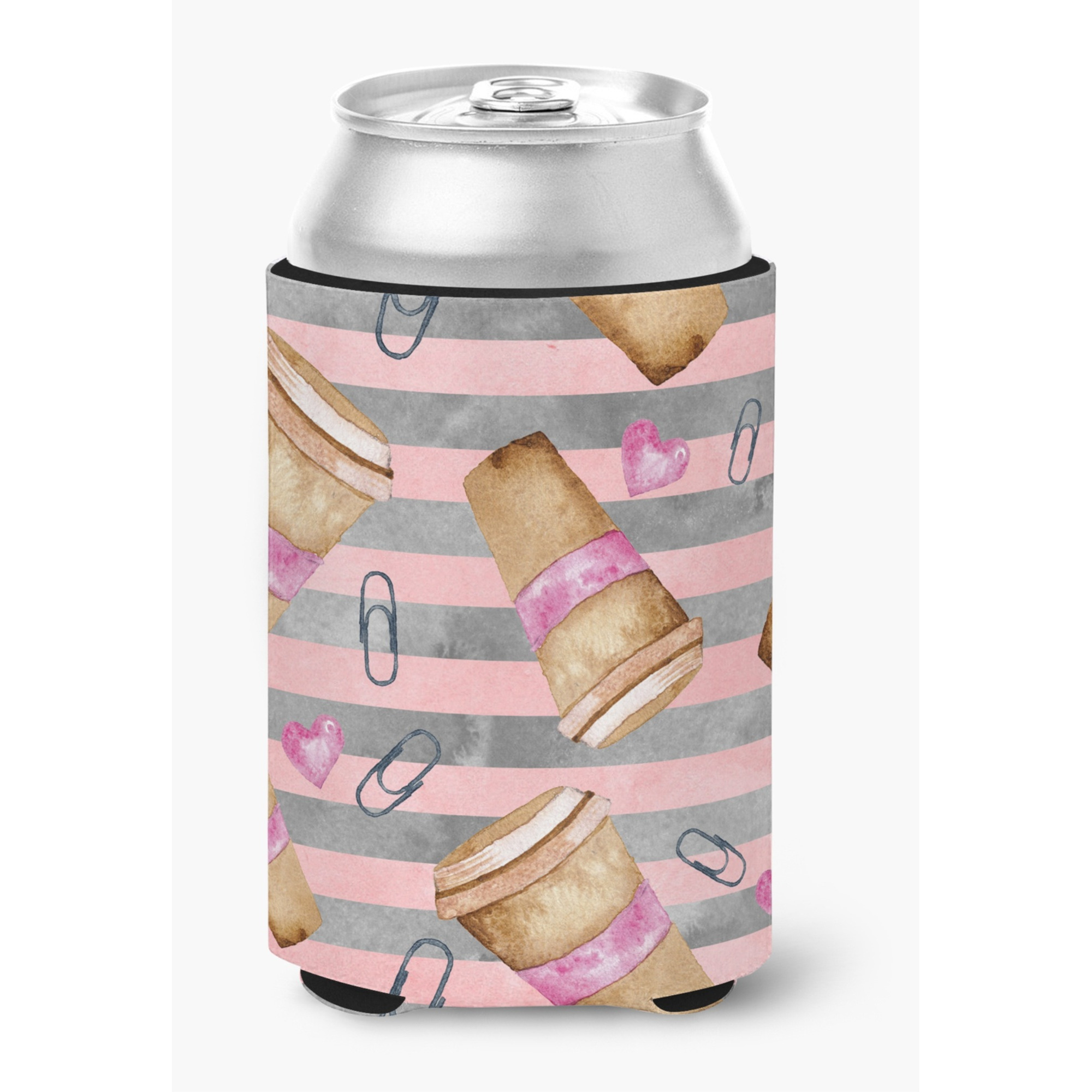 &quotCaroline's Treasures Watercolor Coffee and Paper Clips Decorative Can Hugger, Multicolor"