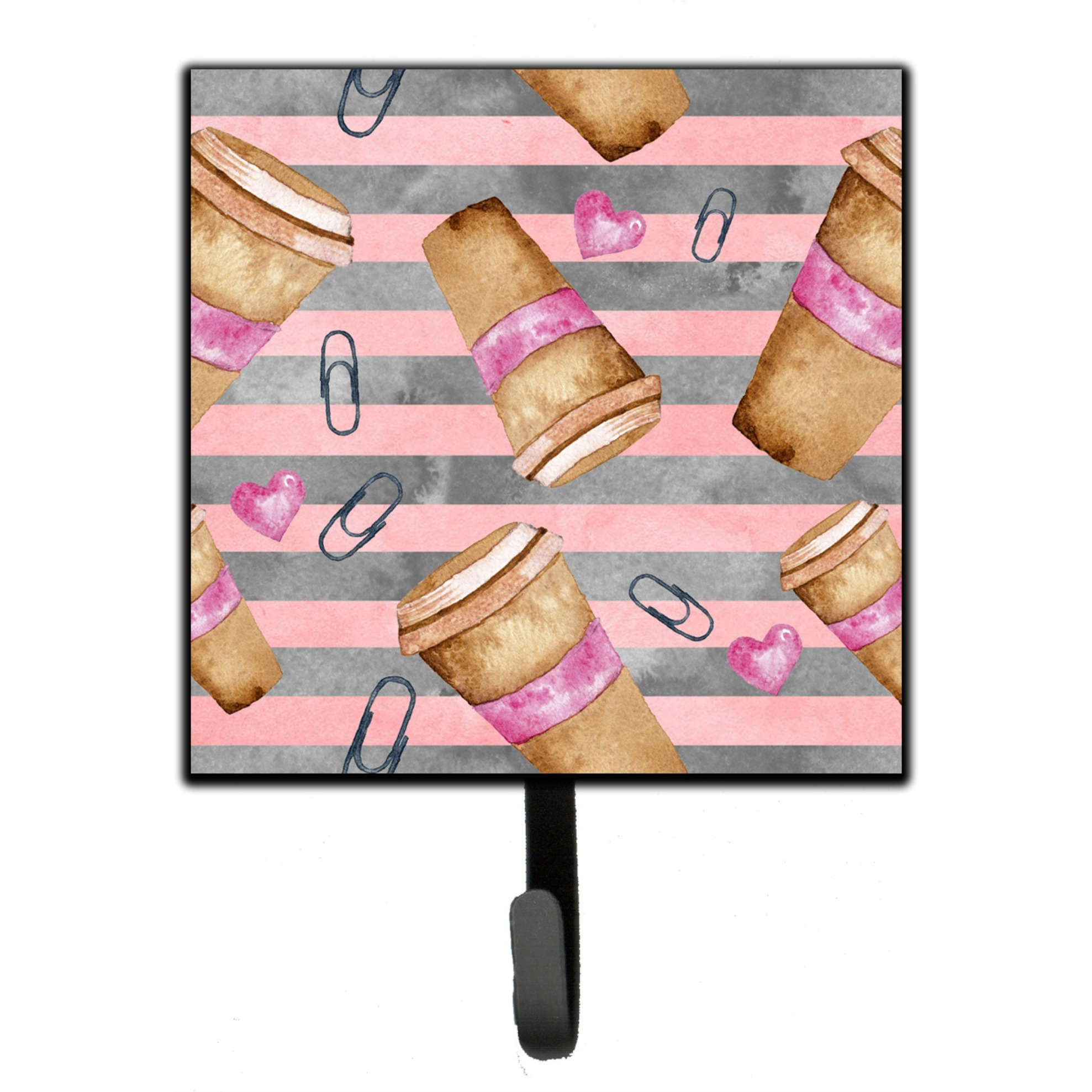 &quotCaroline's Treasures Watercolor Coffee and Paper Clips Wall Hook, Small, Multicolor"